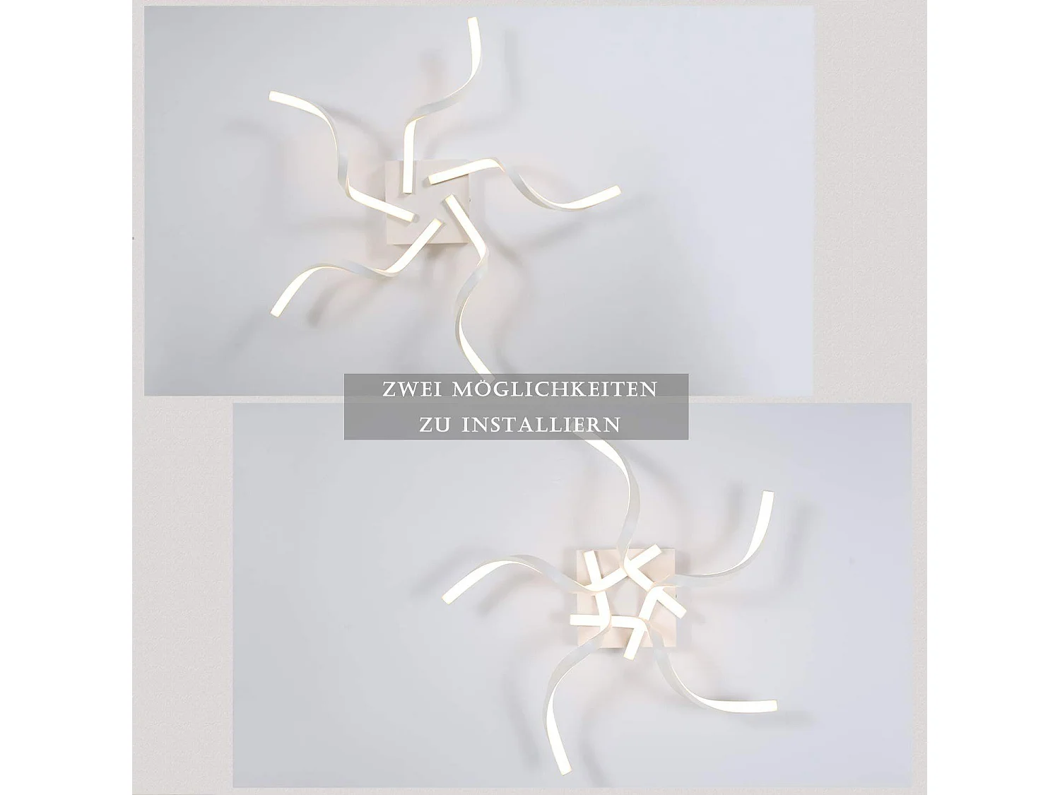 NETTLIFE LED - weißes, modernes, dimmbares Deckenlicht, 65 cm, Wellenförmiges Design, Schlafzimmerlampe, 48 W, für Wohnzimmer, Küche, Büro und Flur.