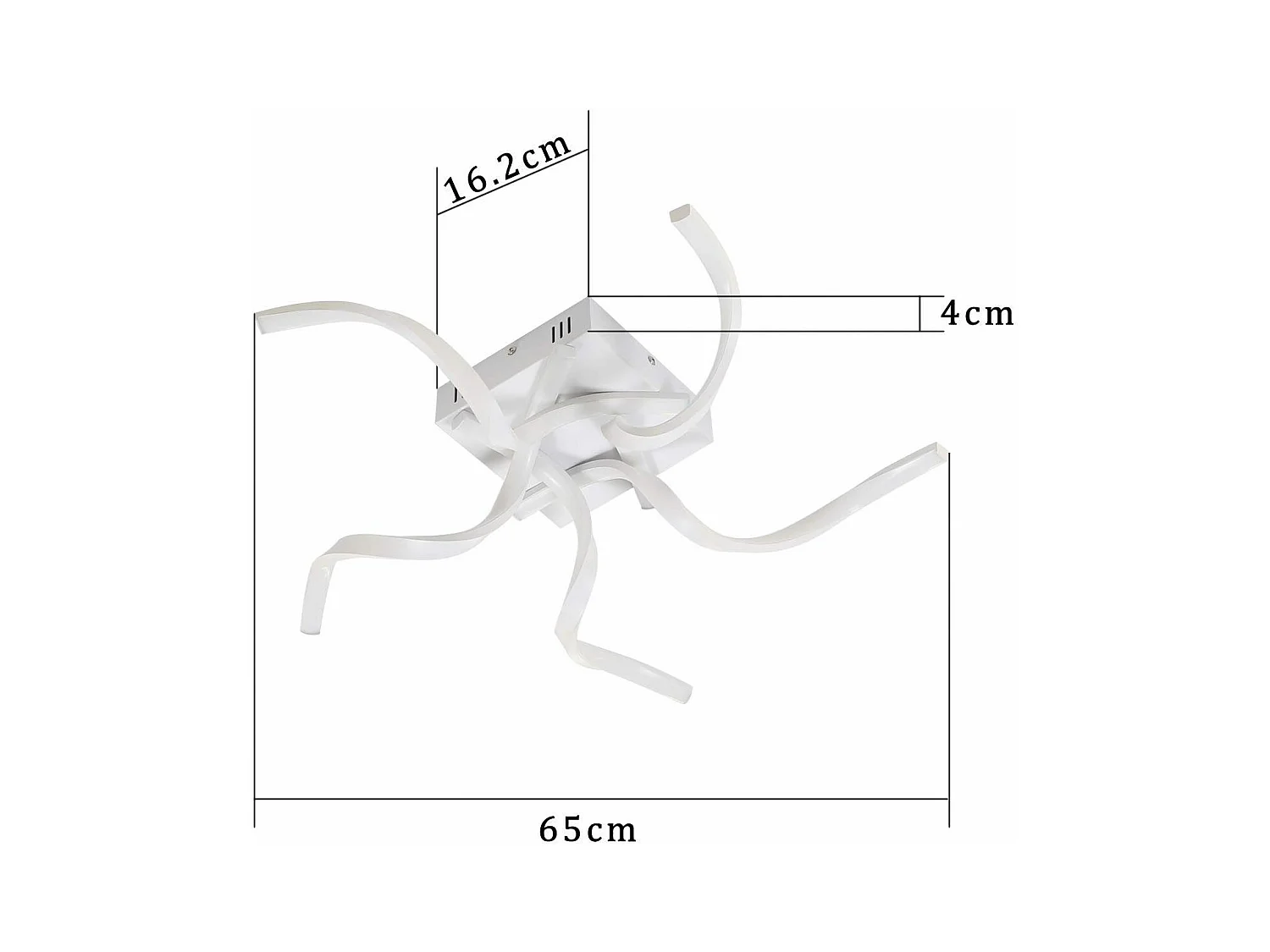 NETTLIFE Plafonnier LED Blanc Moderne Dimmable 65CM Lampe de Chambre Design en Forme de Vague 48W pour Salon Cuisine Bureau Couloir