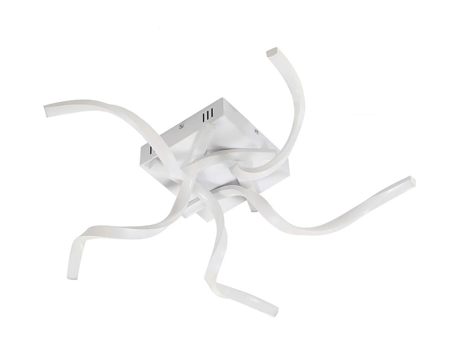 NETTLIFE Plafonnier LED Blanc Moderne Dimmable 65CM Lampe de Chambre Design en Forme de Vague 48W pour Salon Cuisine Bureau Couloir