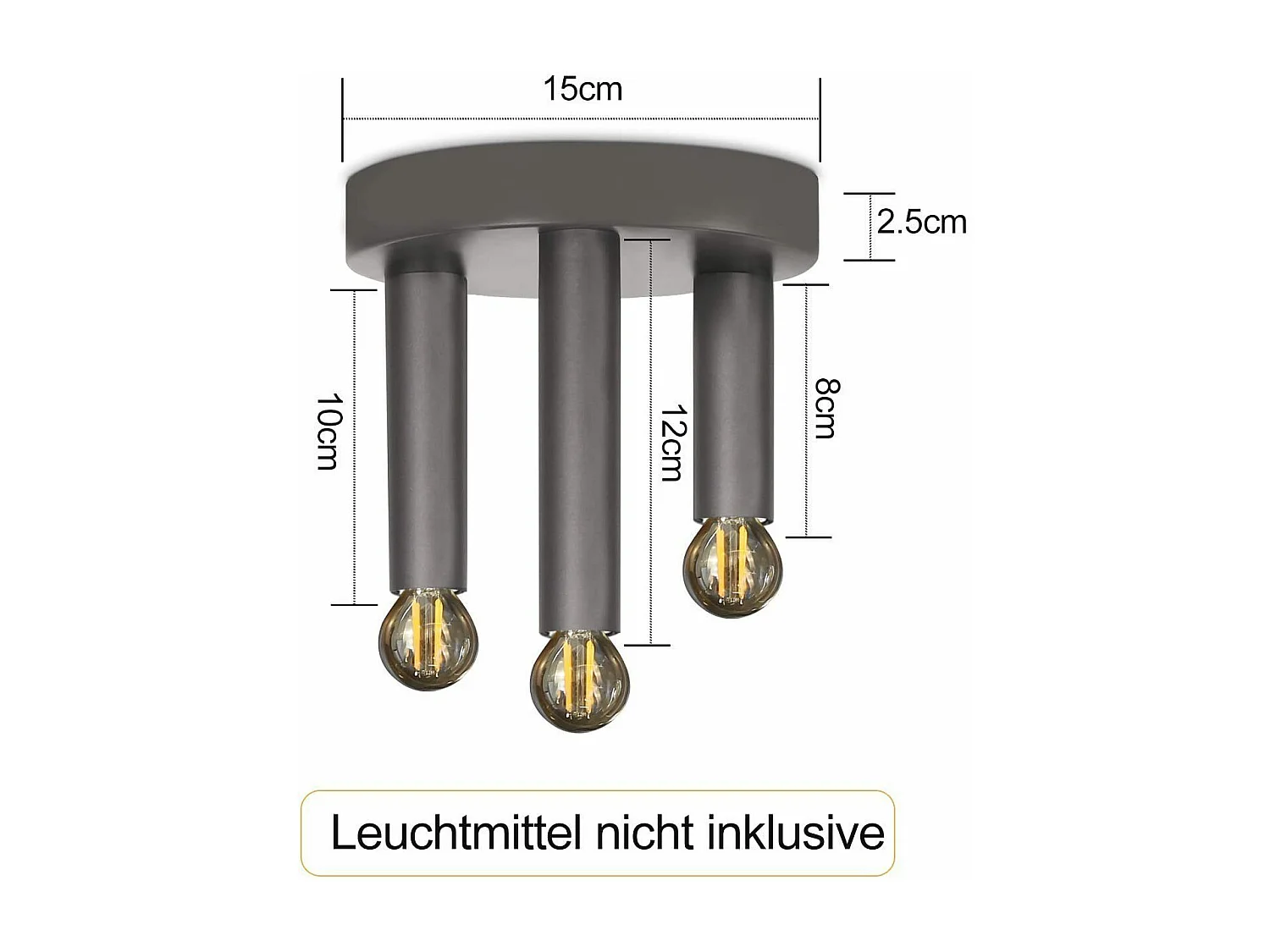NETTLIFE 3 Spots E14 Plafonnier Vintage Lampe de Chambre Grise Industrielle Rétro avec Lustre en Métal pour Salon Cuisine Couloir Bar, Max. 25W