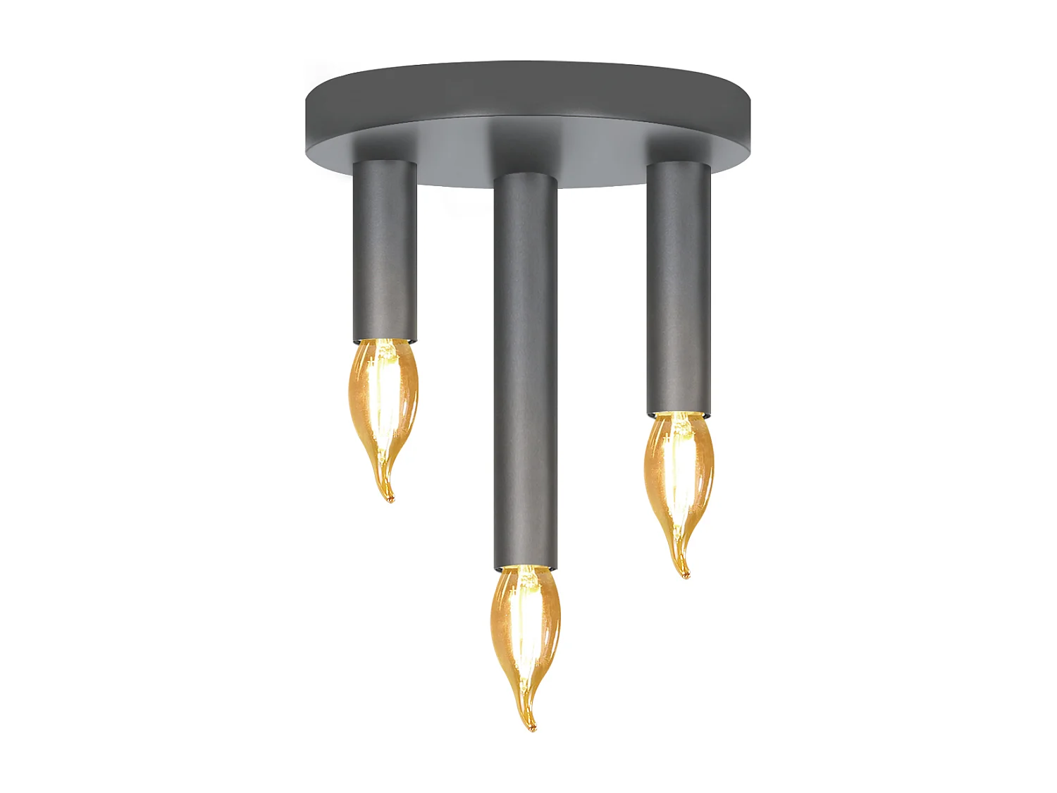 NETTLIFE 3 Spots E14 Plafonnier Vintage Lampe de Chambre Grise Industrielle Rétro avec Lustre en Métal pour Salon Cuisine Couloir Bar, Max. 25W