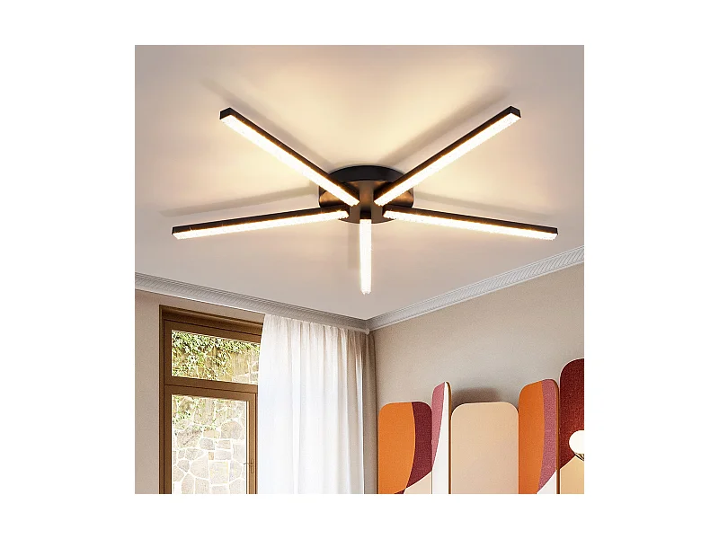 NETTLIFE LED-Deckenleuchte für Wohnzimmer, 63,5 cm, 24 W, für Küche, Schwarz, modern, 5-flammig, Design, Flur, warmweiß, Kristall, Schlafzimmer für Küche