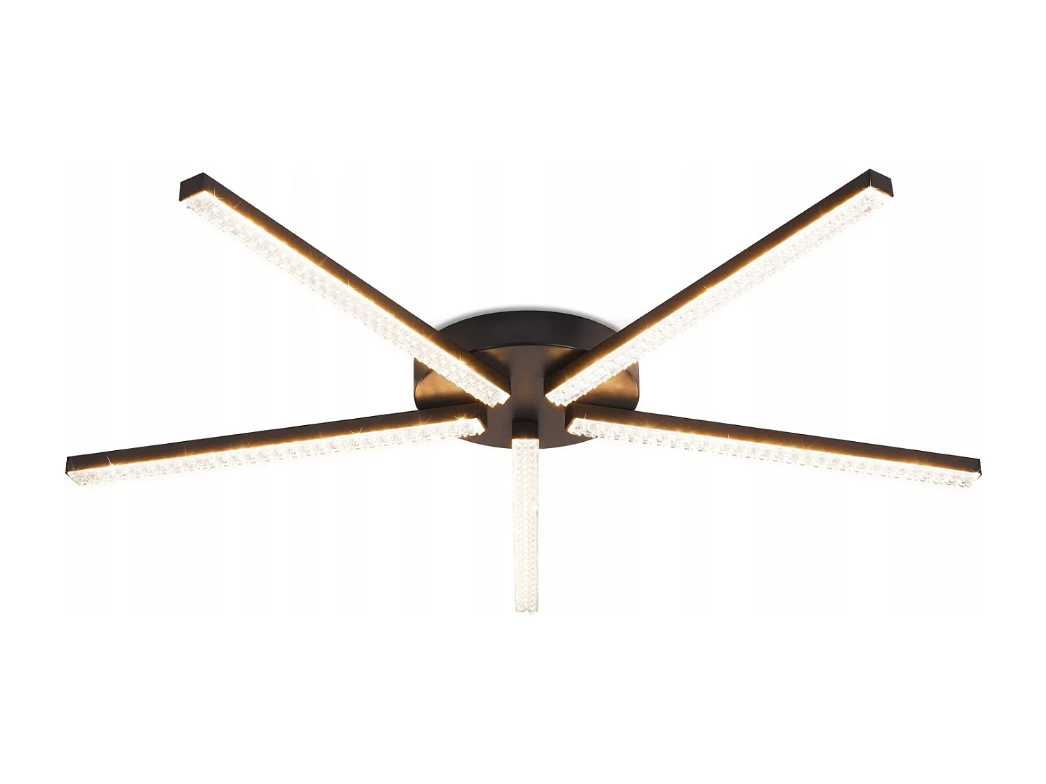 NETTLIFE Plafonnier LED Salon 63,3 cm 24 W Cuisine Noir Moderne 5 Ampoules Design Couloir Blanc Chaud Cristal Chambre pour Cuisine