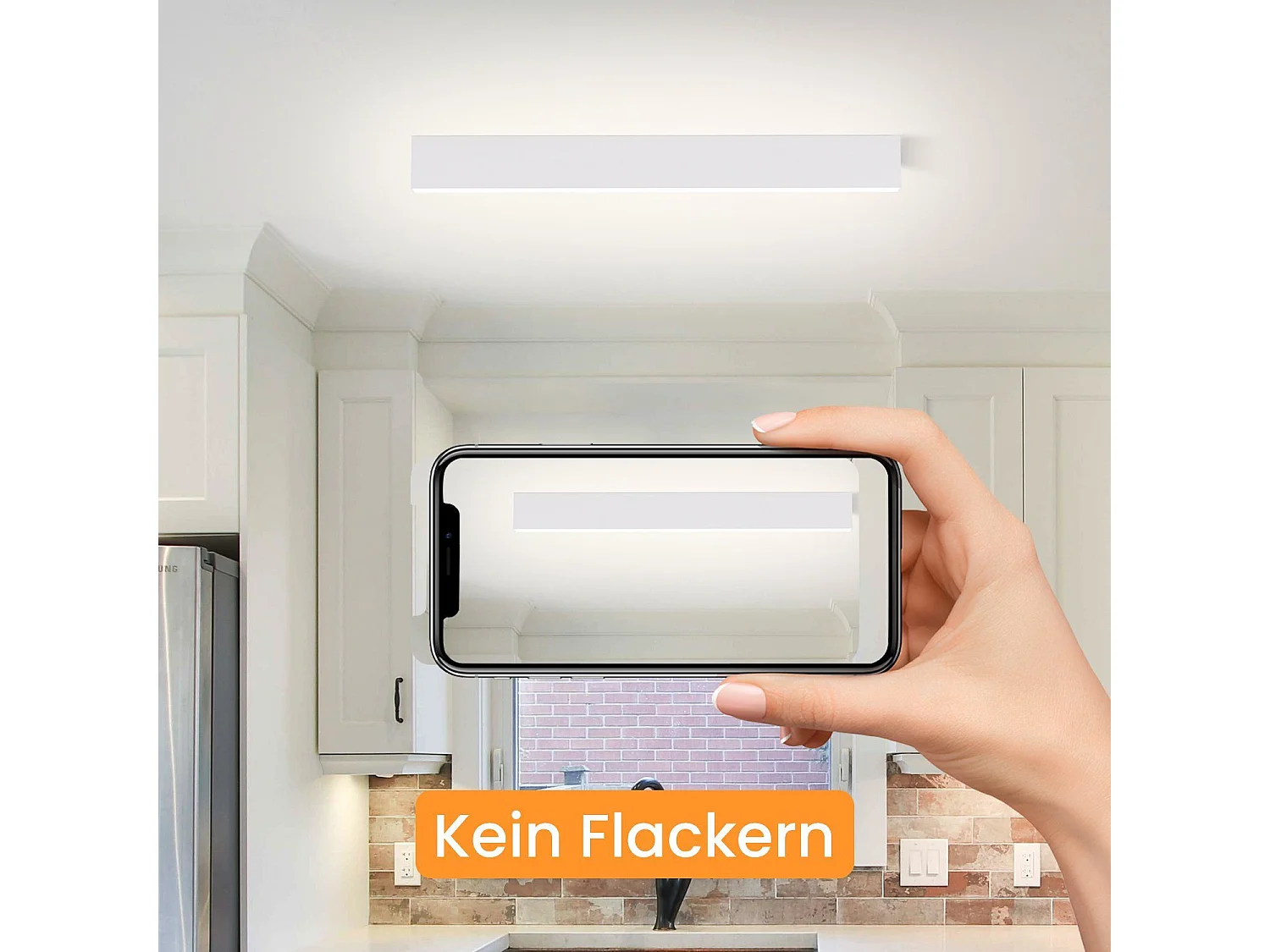 NETTLIFE Plafonnier LED Moderne 53.6CM Noir Dimmable aavec Télécommande 17W Lampe de Bureau Longue Plafond pour Salon Chambre à Coucher