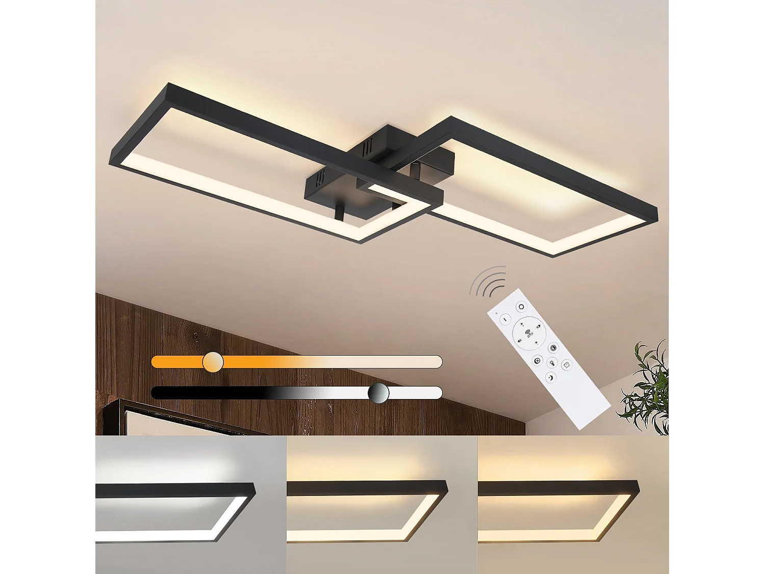 Dimmbare LED-Deckenleuchte mit Fernbedienung, 40 W, Metall, modernes Design, Schlafzimmerlampe
