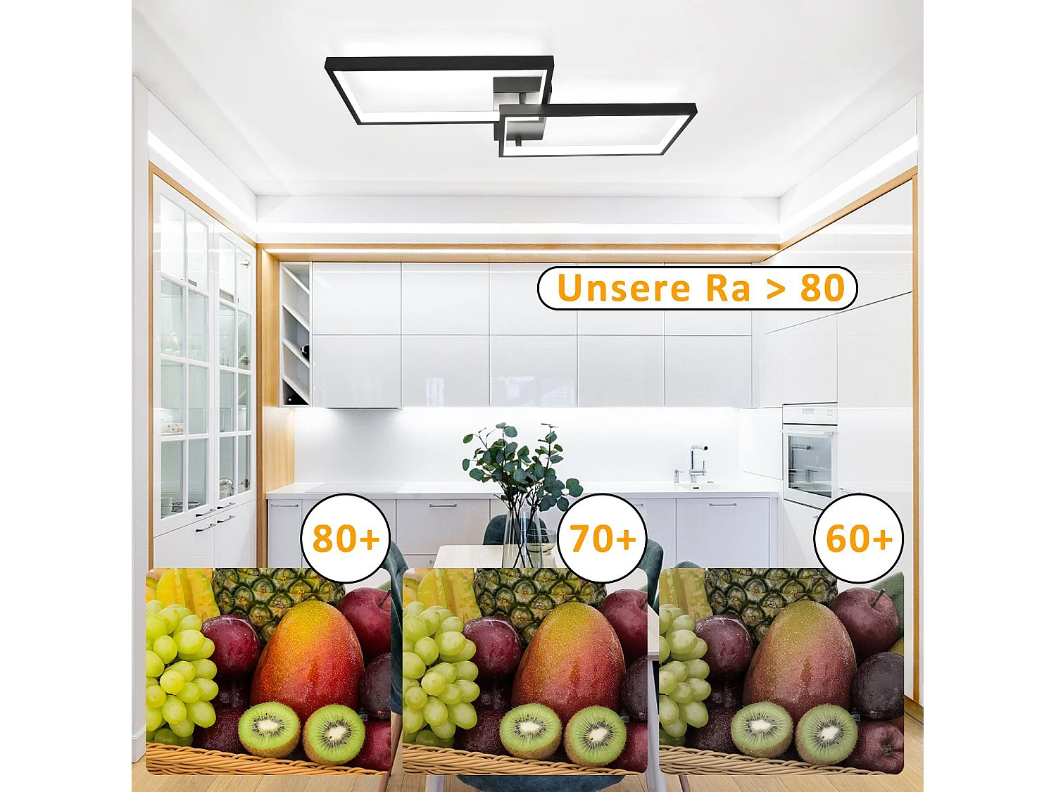 NETTLIFE Plafondlamp LED 60cm Dimbaar 2-Lichts Zwart met Afstandsbediening rechthoekig Moderne Plafondverlichting Metaal voor Slaapkamer | Keuken | Eetkamer 40W