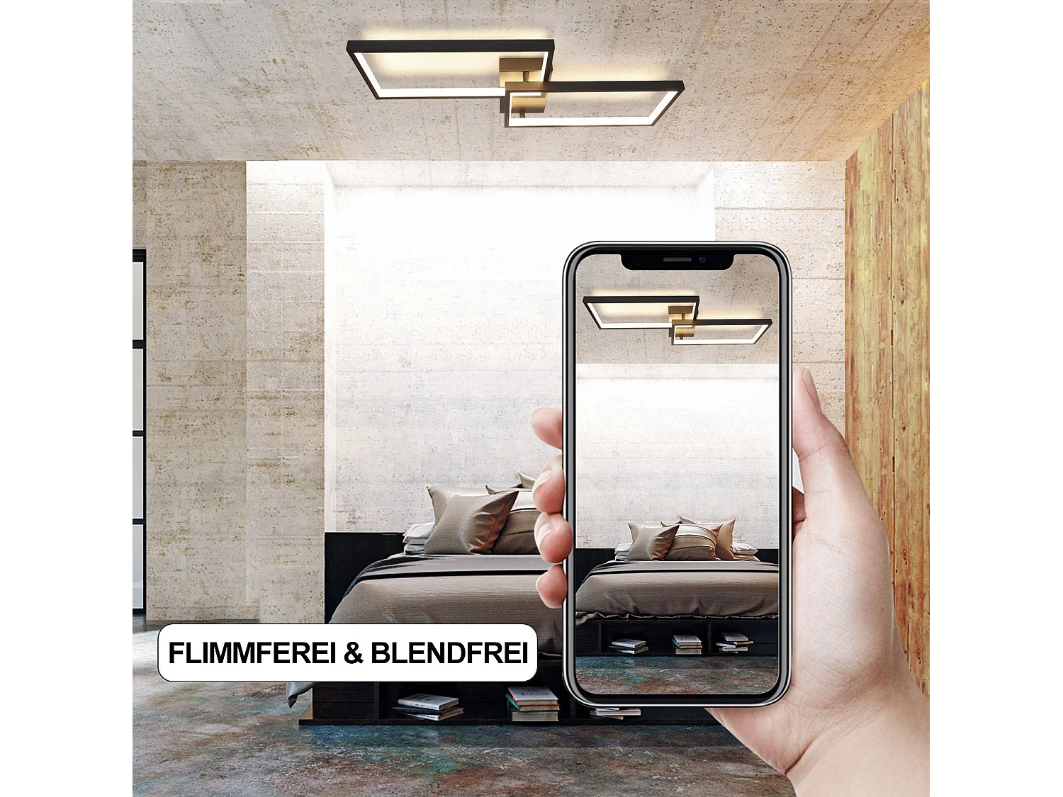 NETTLIFE Plafondlamp LED 60cm Dimbaar 2-Lichts Zwart met Afstandsbediening rechthoekig Moderne Plafondverlichting Metaal voor Slaapkamer | Keuken | Eetkamer 40W