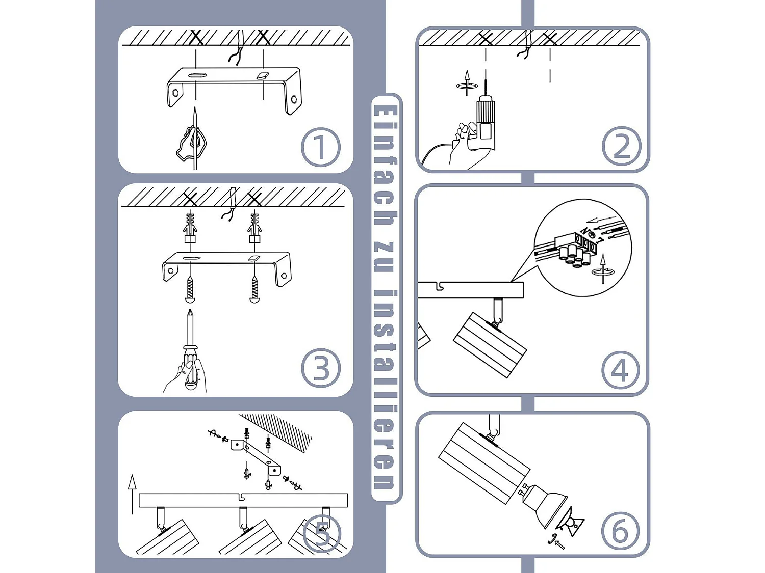 NETTLIFE Plafonnier 3 Spots  Métal MAX. 25W GU10 Ampoules Noir Rétro Lampe de Salon Vintage  orientable 350° pour cuisine, salle à manger
