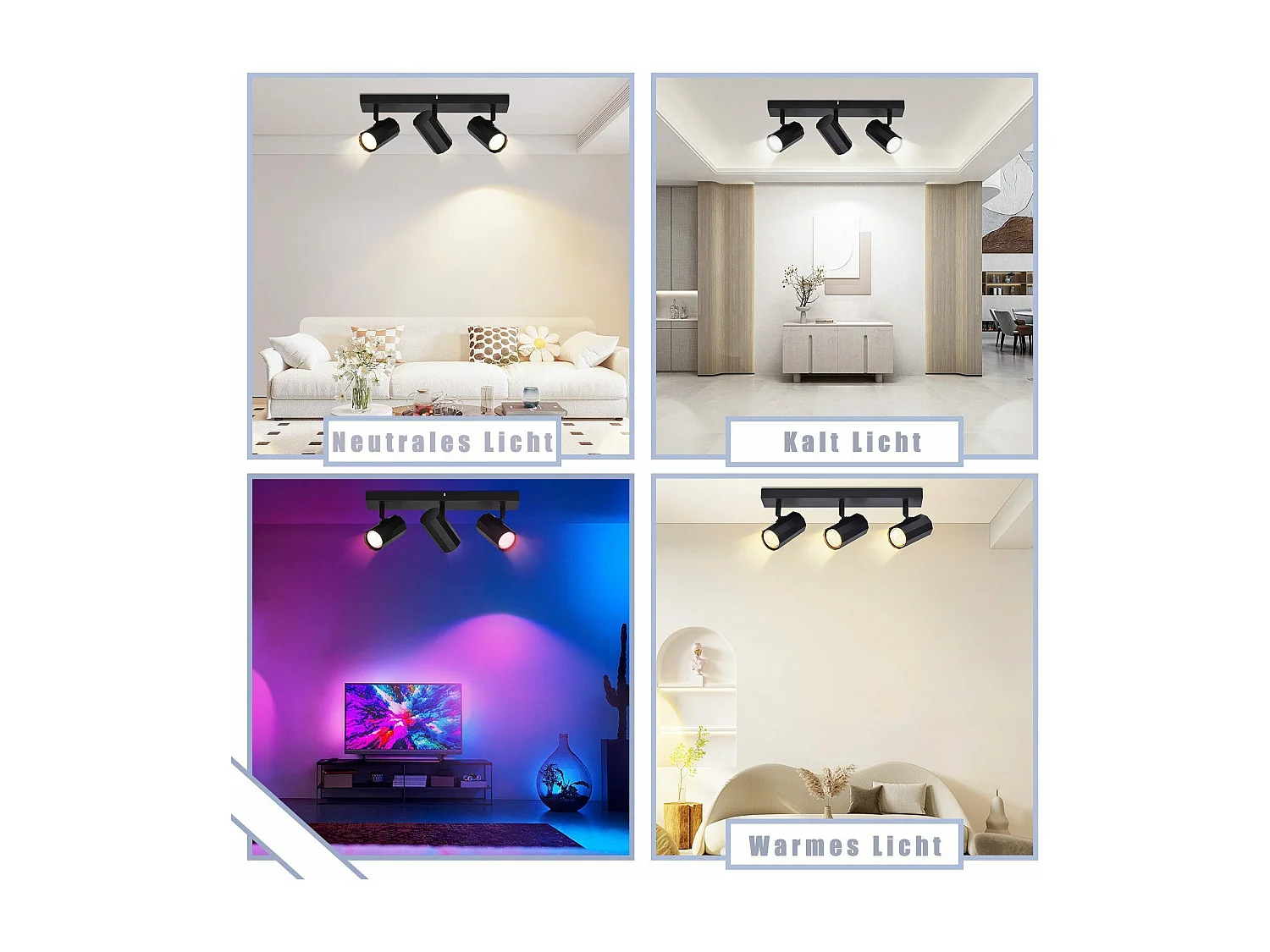 NETTLIFE Plafonnier 3 Spots  Métal MAX. 25W GU10 Ampoules Noir Rétro Lampe de Salon Vintage  orientable 350° pour cuisine, salle à manger