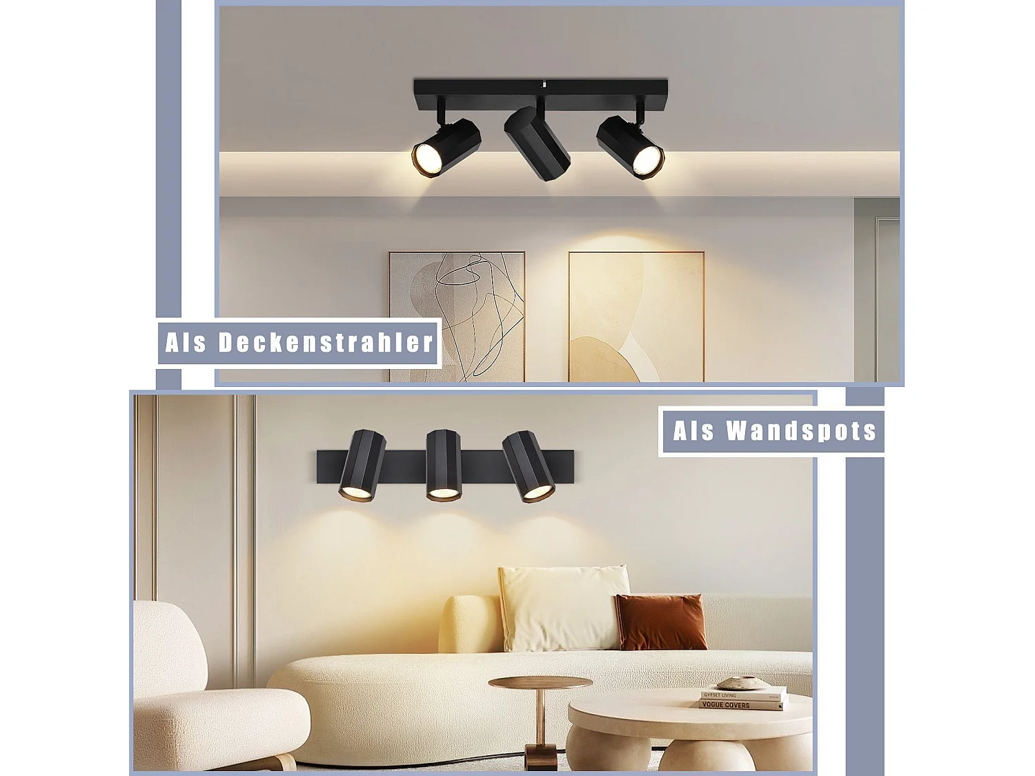 NETTLIFE Deckenleuchte 3 Metallspots MAX. 25W GU10 Schwarze Retro Glühbirnen Vintage Wohnzimmerlampe 350° verstellbar für Küche, Esszimmer