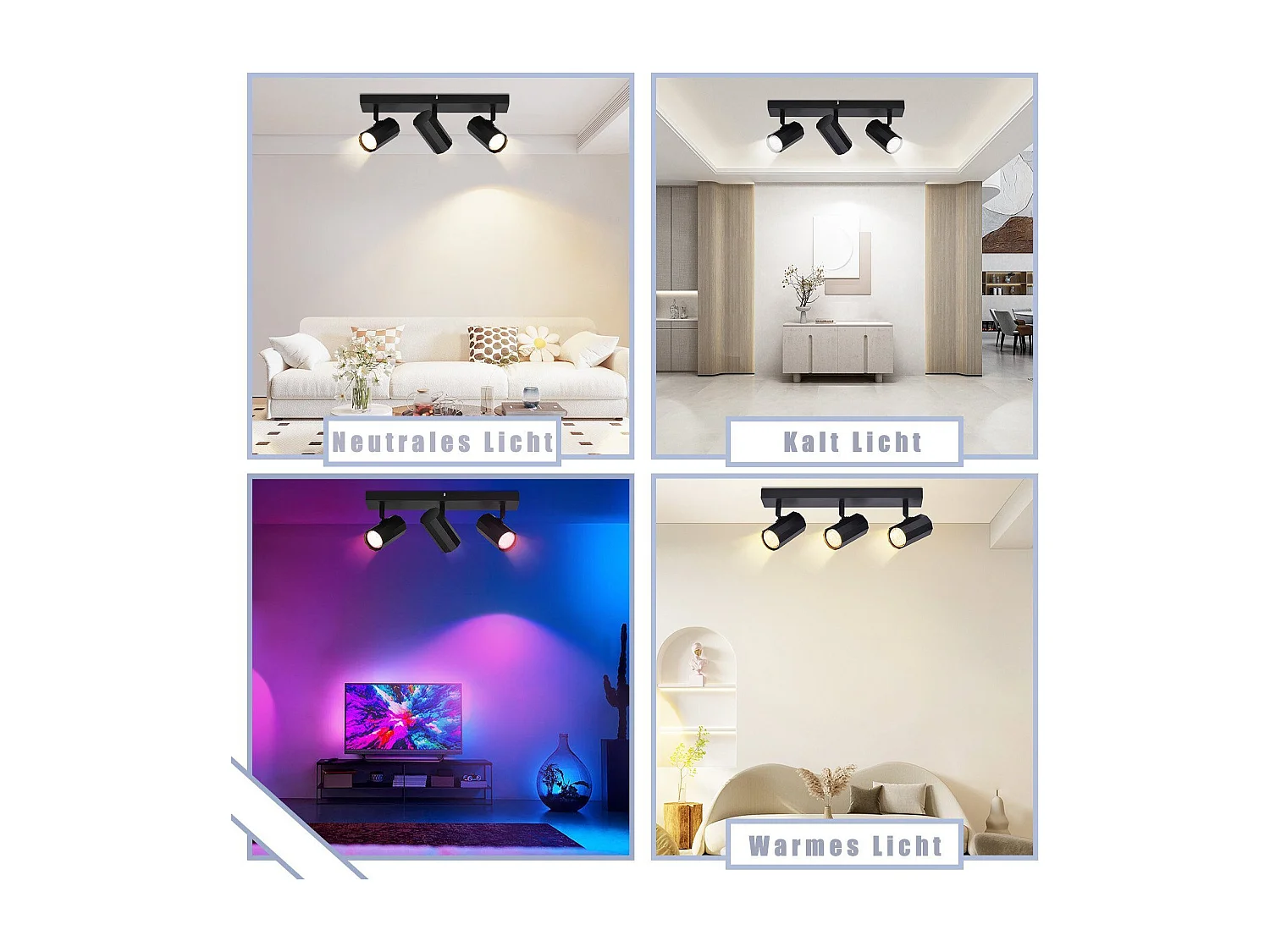 NETTLIFE Deckenleuchte 3 Metallspots MAX. 25W GU10 Schwarze Retro Glühbirnen Vintage Wohnzimmerlampe 350° verstellbar für Küche, Esszimmer