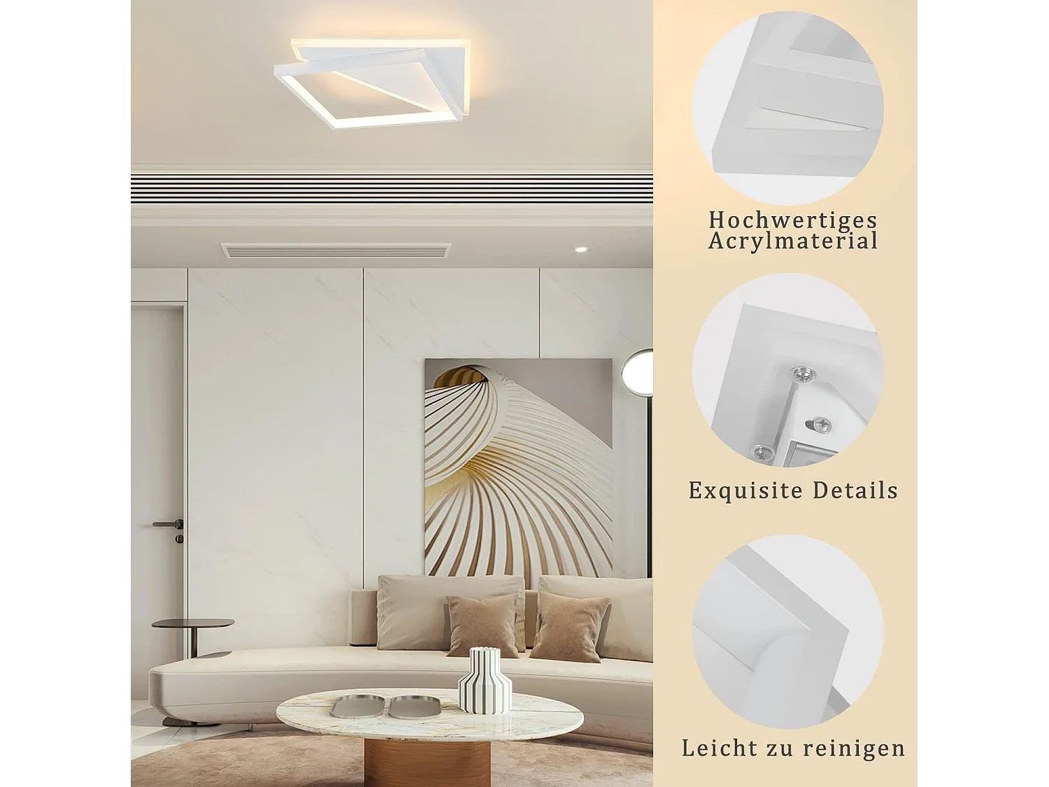 LED Deckenleuchte 48cm 53w Schlafzimmerlampe Moderne Lampen Wohnzimmer Weiß Design
