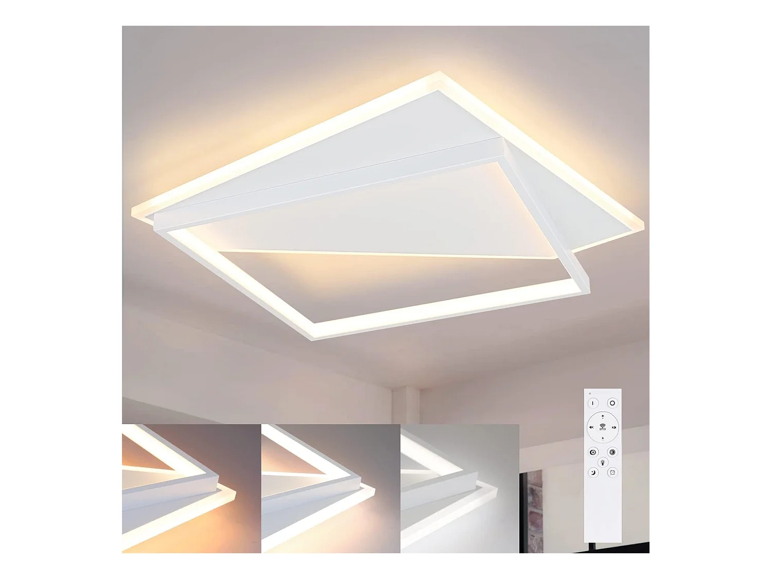 NETTLIFE Plafonnier LED 48cm 53W lampe de chambre lampes modernes salon blanc design pour couloir