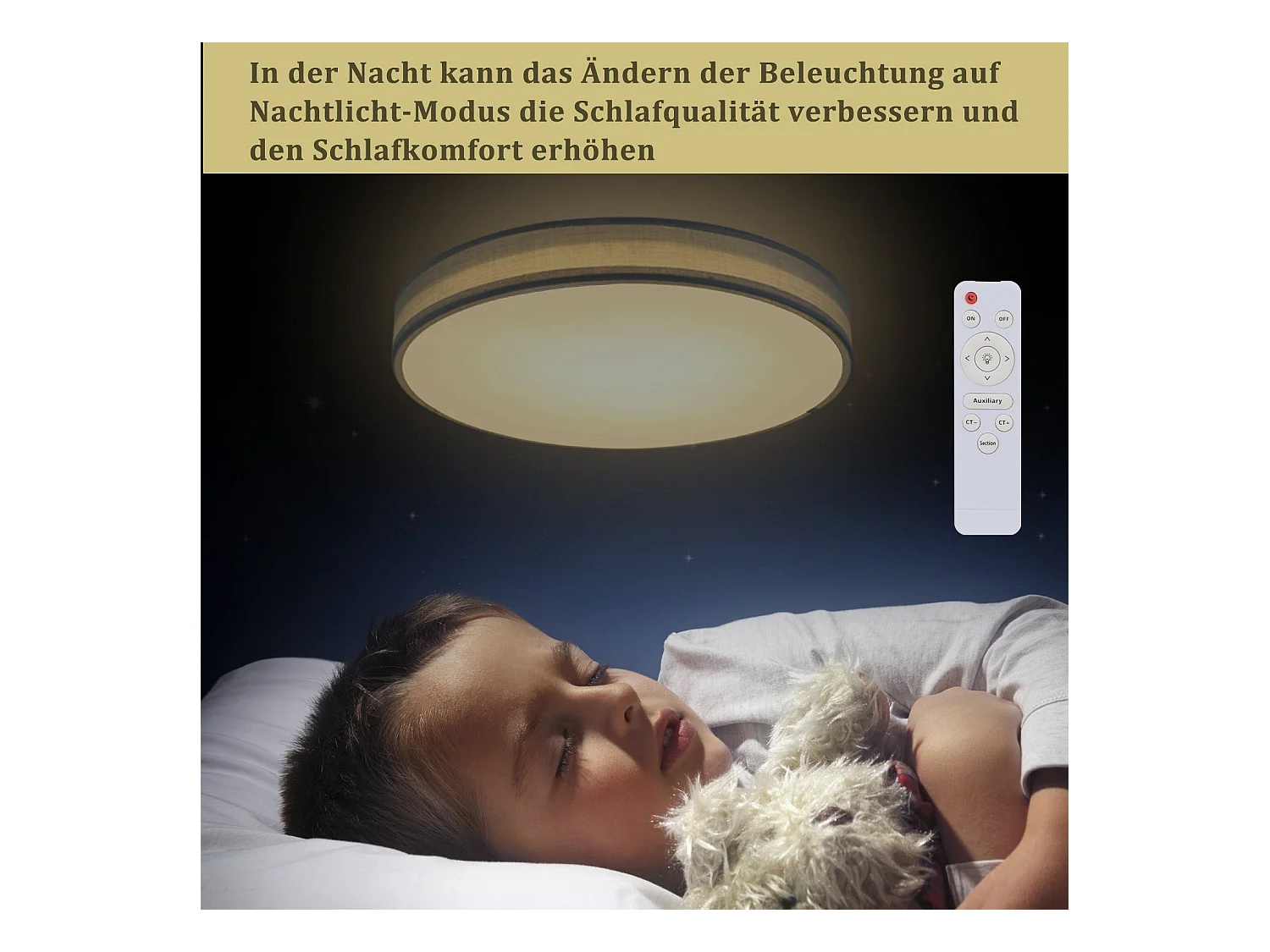 NETTLIFE 38W LED Lampa sufitowa, 38CM Okrągła Tkanina Ściemnialna z Pilotem Nowoczesna Szara Tkanina Lampa Sypialniana do Salonu