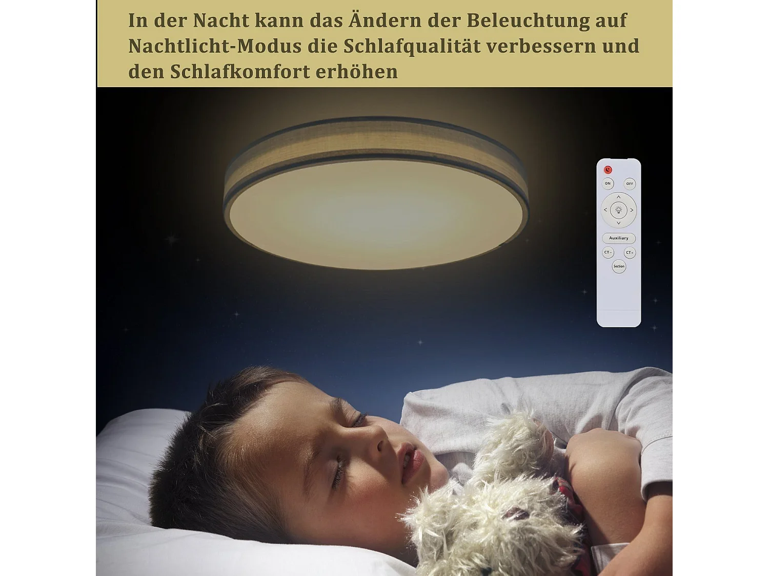 NETTLIFE Plafonnier LED 38W, 38CM Rond en Tissu Dimmable avec Télécommande Lampe de Chambre Tissu Gris Moderne pour Salon Cuisine Couloir