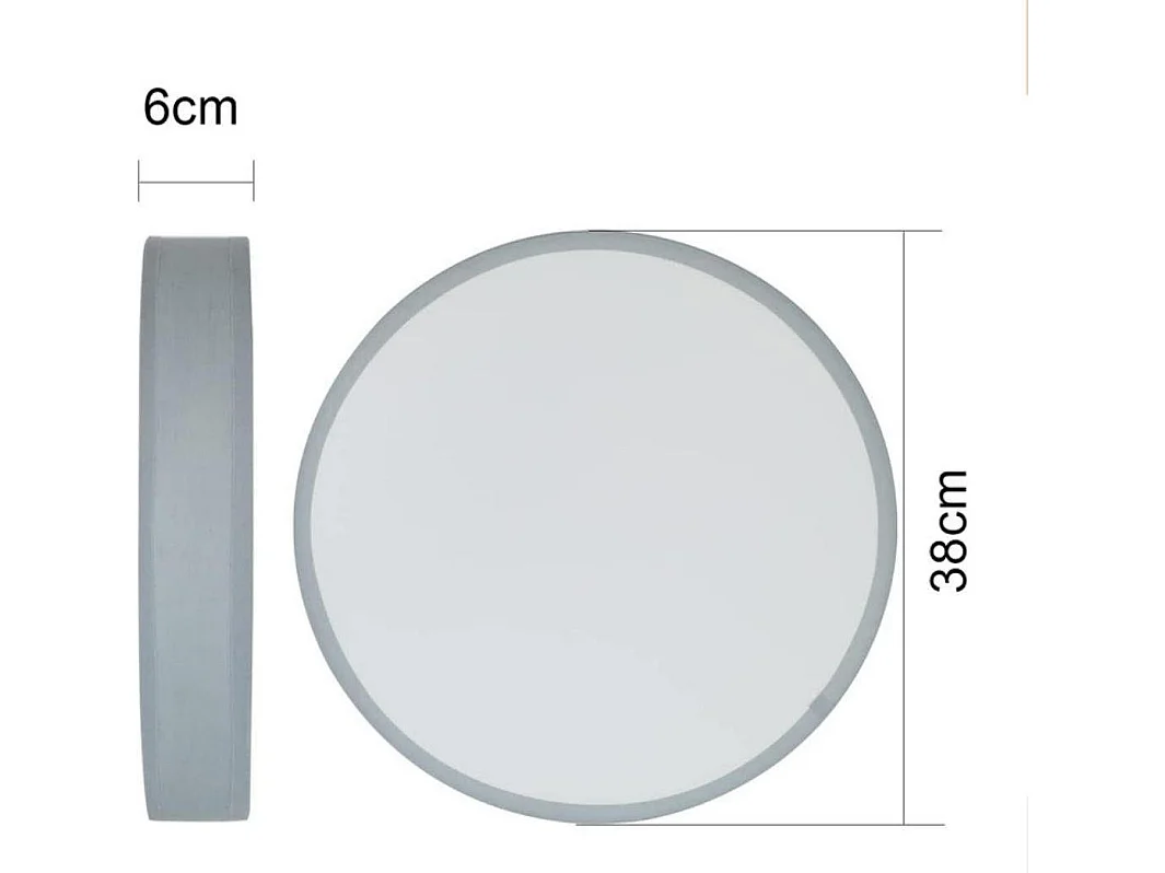 NETTLIFE Plafonnier LED 38W, 38CM Rond en Tissu Dimmable avec Télécommande Lampe de Chambre Tissu Gris Moderne pour Salon Cuisine Couloir
