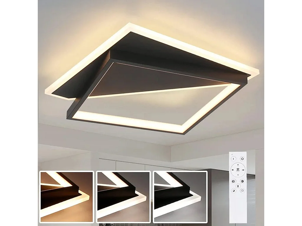 NETTLIFE Lampa sufitowa LED 40W z możliwością przyciemniania lampa do sypialni z pilotem czarne nowoczesne lampy salon kuchnia projektant do przedpokoju
