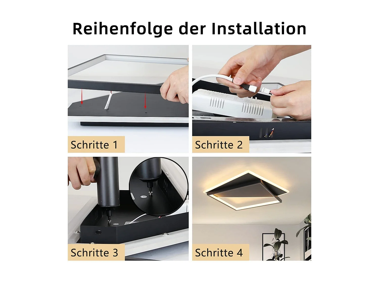 NETTLIFE Lampa sufitowa LED 40W z możliwością przyciemniania lampa do sypialni z pilotem czarne nowoczesne lampy salon kuchnia projektant do przedpokoju