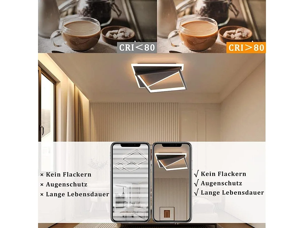 NETTLIFE Lampa sufitowa LED 40W z możliwością przyciemniania lampa do sypialni z pilotem czarne nowoczesne lampy salon kuchnia projektant do przedpokoju