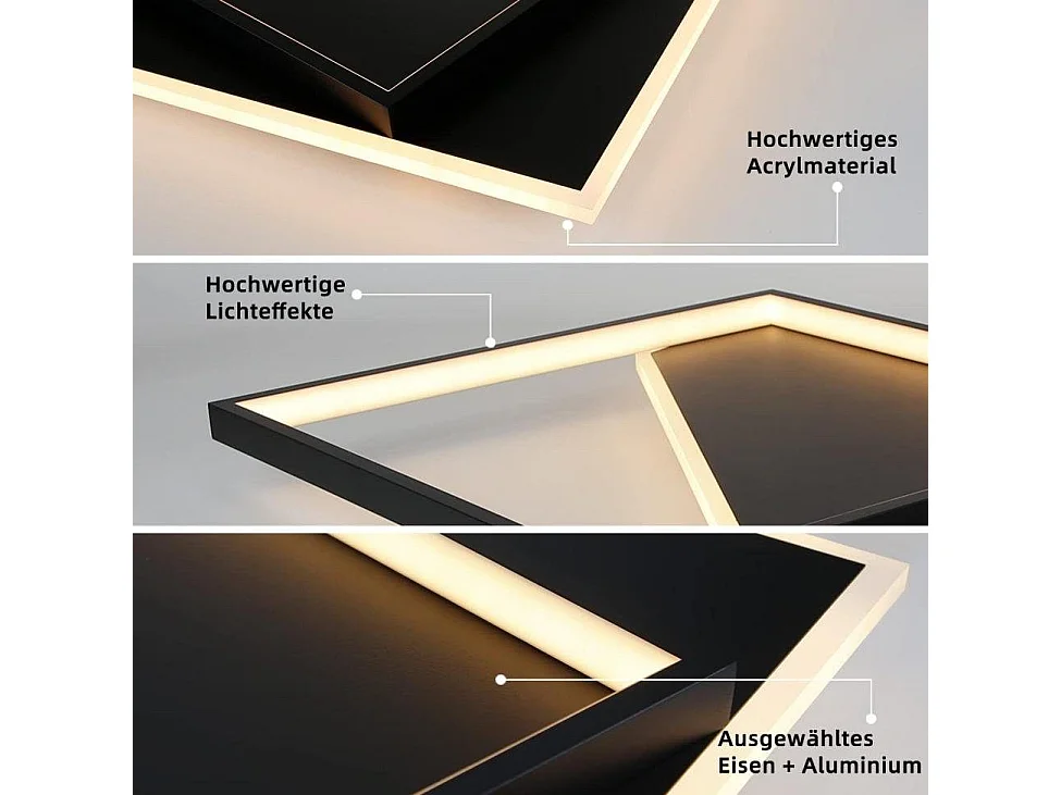 NETTLIFE Lampa sufitowa LED 40W z możliwością przyciemniania lampa do sypialni z pilotem czarne nowoczesne lampy salon kuchnia projektant do przedpokoju