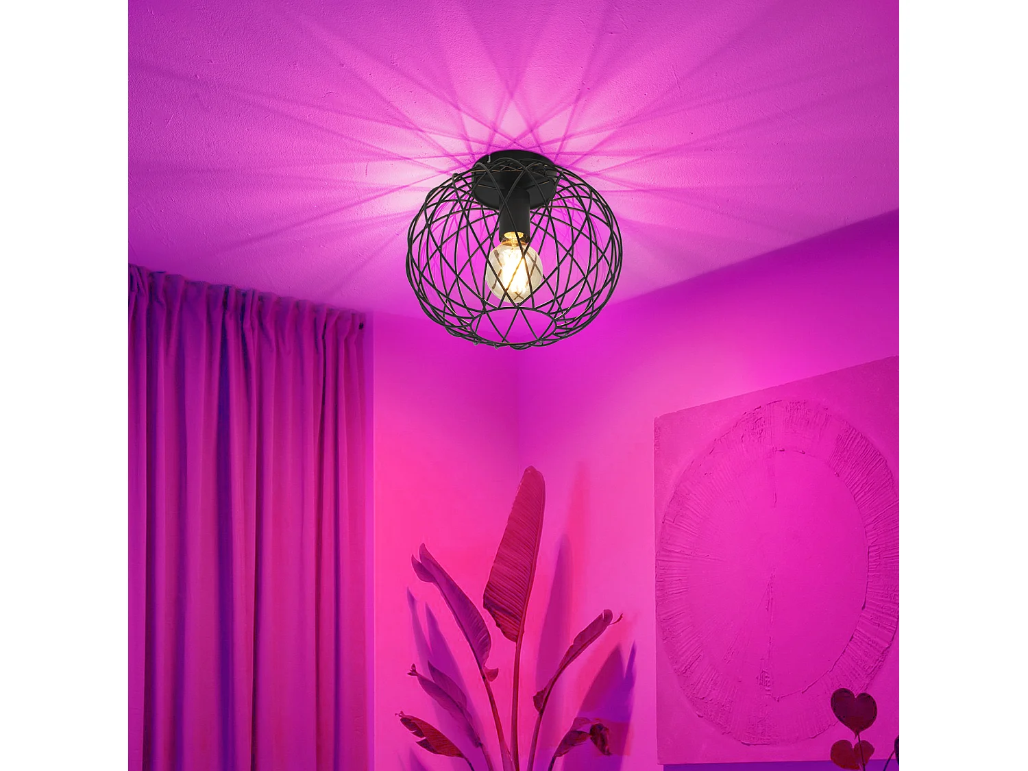 NETTLIFE Plafondlamp Zwart - Plafonniere E27 Lamp - Industrieel - ⌀ 30cm - Exclusief Lichtbron