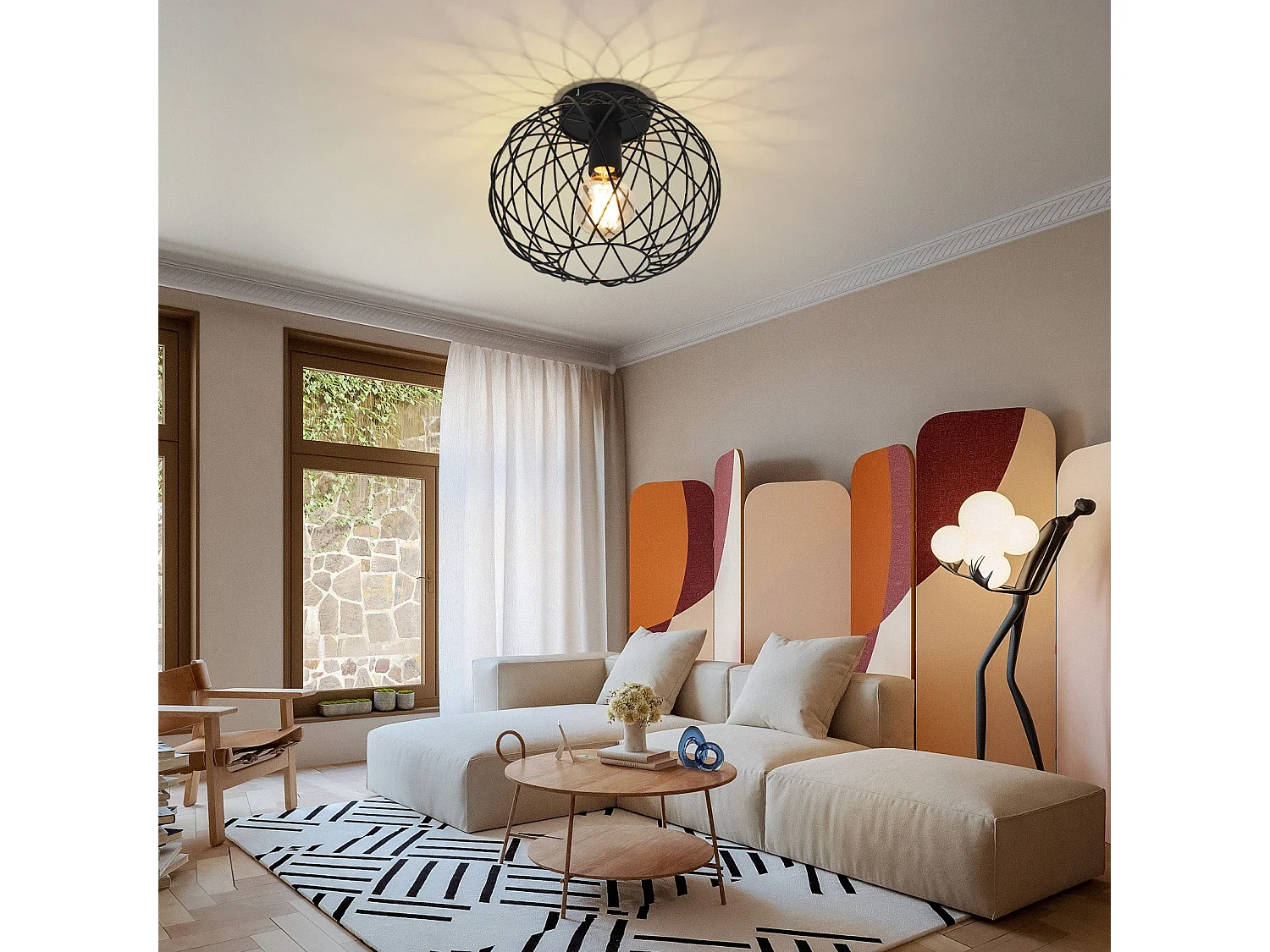 NETTLIFE Plafondlamp Zwart - Plafonniere E27 Lamp - Industrieel - ⌀ 30cm - Exclusief Lichtbron