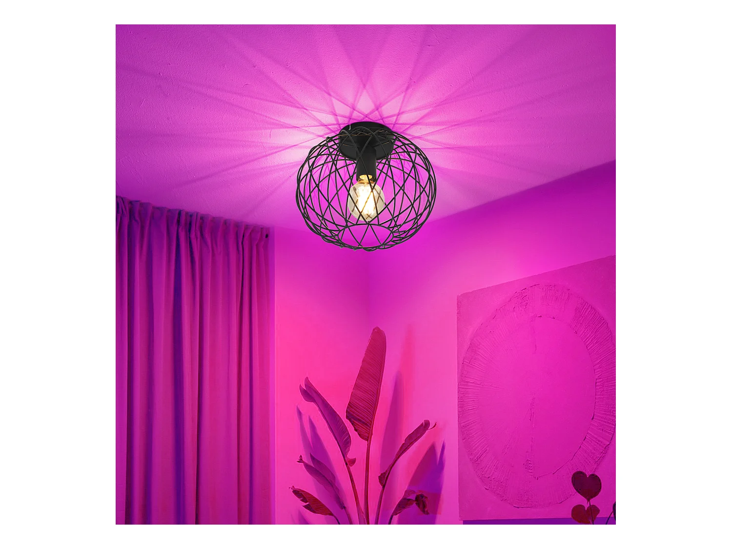 NETTLIFE Plafondlamp Zwart - Plafonniere E27 Lamp - Industrieel - ⌀ 30cm - Exclusief Lichtbron