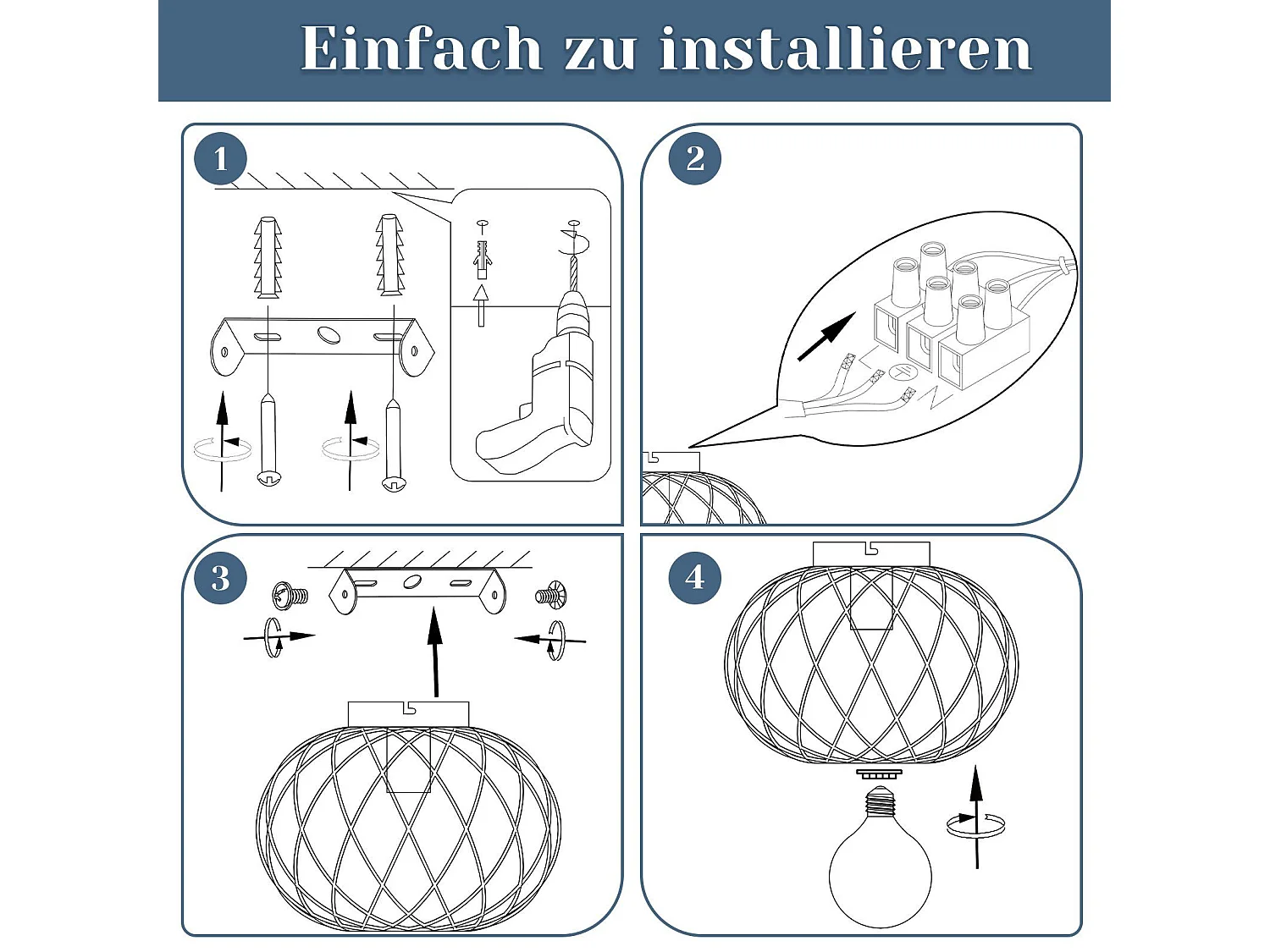NETTLIFE Plafonnier E27 Rond Noir 30CM Max. 40W Lampe de Couloir en Métal Rétro Vintage Abat-Jour Industriel pour Allée Salon Chambre Cuisine