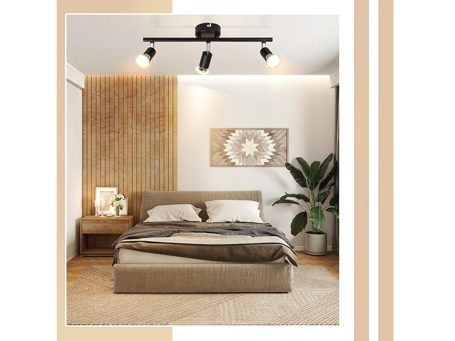 NETTLIFE 3 Spots de Plafond Métal GU10 Noir Pivotant 330° Plafonnier Rotatif Moderne pour Salon Chambre Couloir Sans Ampoule