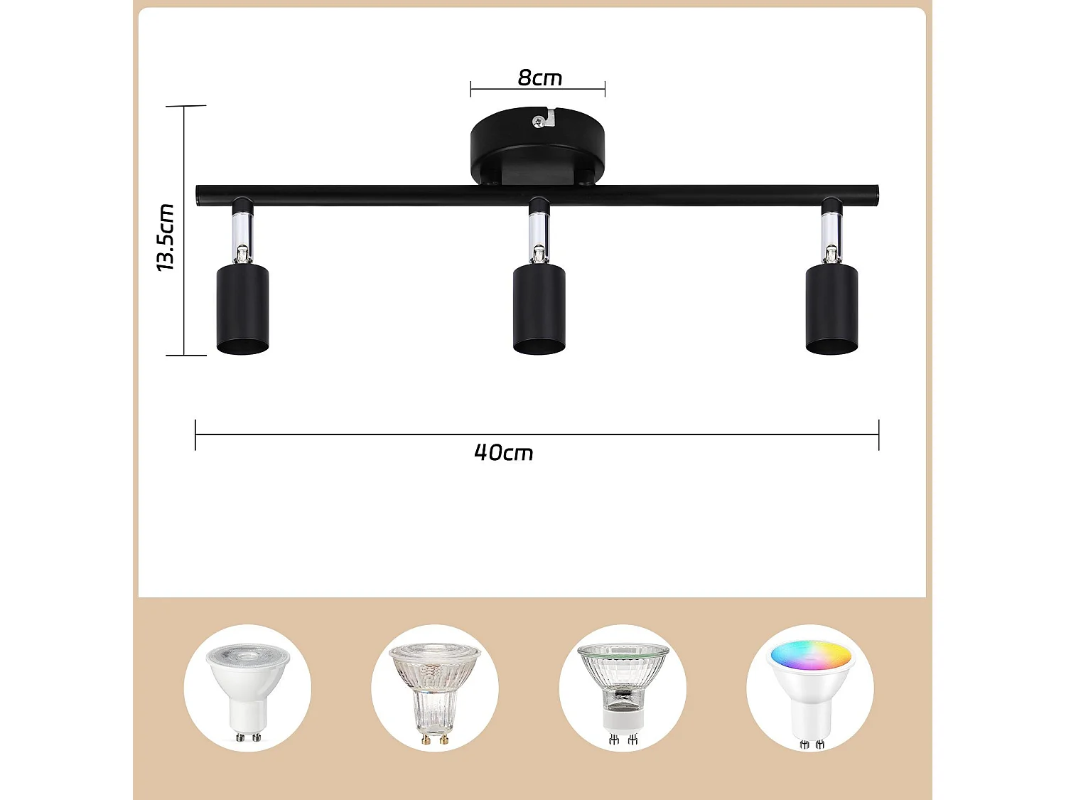 NETTLIFE 3er Deckenspots Metall GU10 Schwarz Schwenkbar 330° Moderne Drehbare Deckenlampe für Wohnzimmer Schlafzimmer Flur Ohne Leuchtmittel