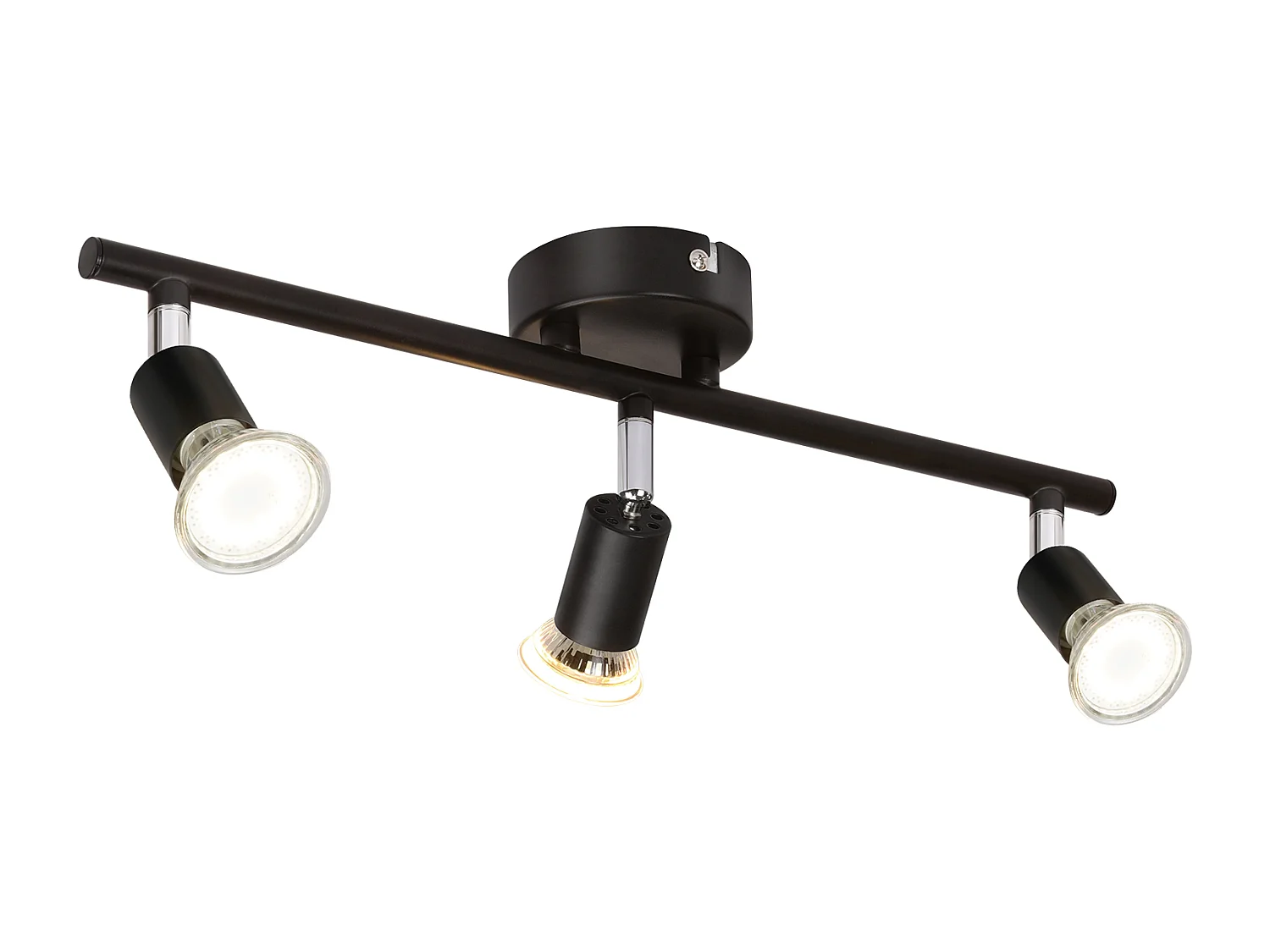 NETTLIFE 3er Deckenspots Metall GU10 Schwarz Schwenkbar 330° Moderne Drehbare Deckenlampe für Wohnzimmer Schlafzimmer Flur Ohne Leuchtmittel