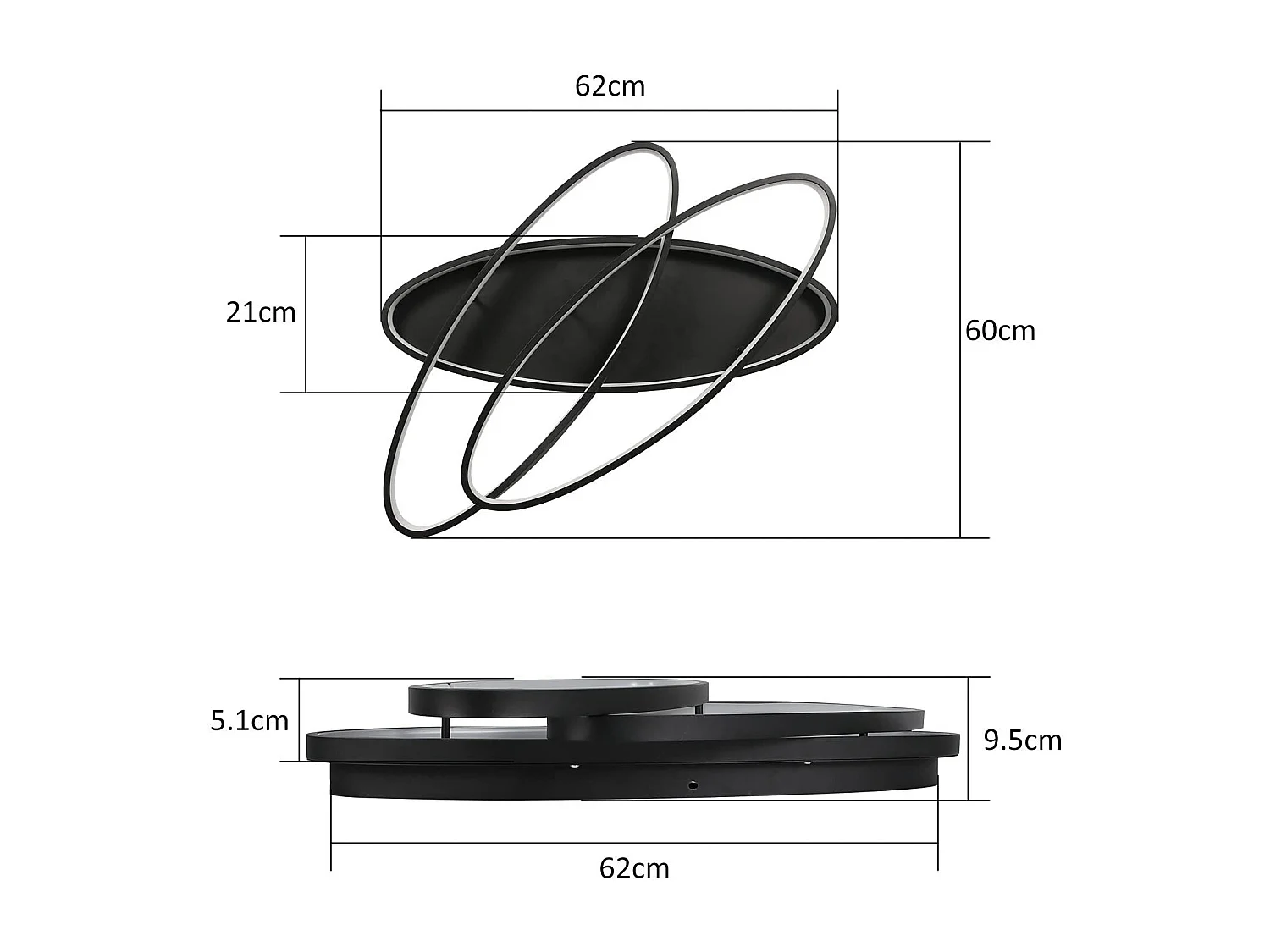 NETTLIFE LED Deckenleuchte Wohnzimmer 76W Wohnzimmerlampe Schwarz Lampe mit Fernbedienung Modernes Design Schlafzimmerlampe für Küche Flur Büro