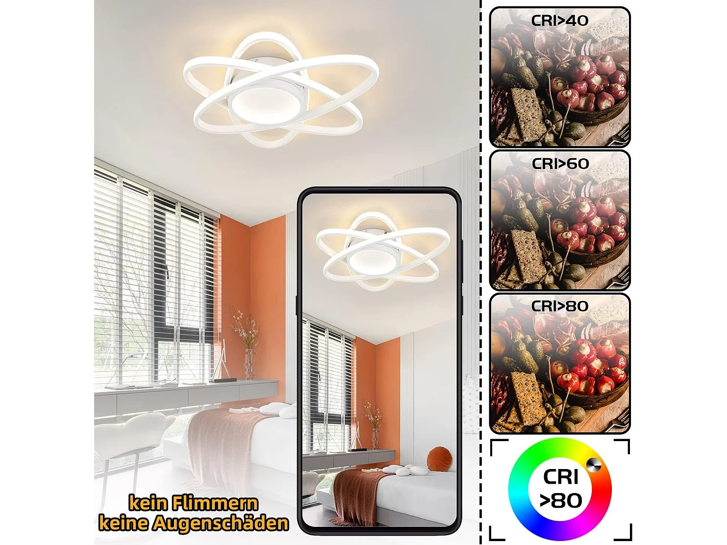 NETTLIFE Plafonnier LED Design Moderne avec Télécommande 77W Dimmable Salon Lampe de Cuisine pour Chambre Cuisine Couloir Bureau