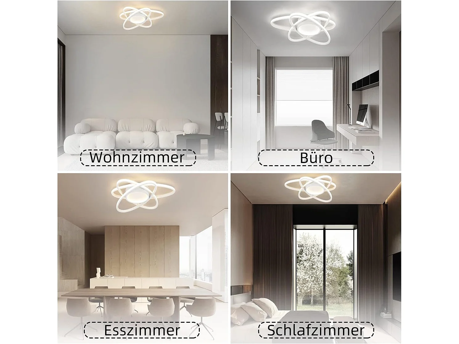 NETTLIFE Plafonnier LED Design Moderne avec Télécommande 77W Dimmable Salon Lampe de Cuisine pour Chambre Cuisine Couloir Bureau