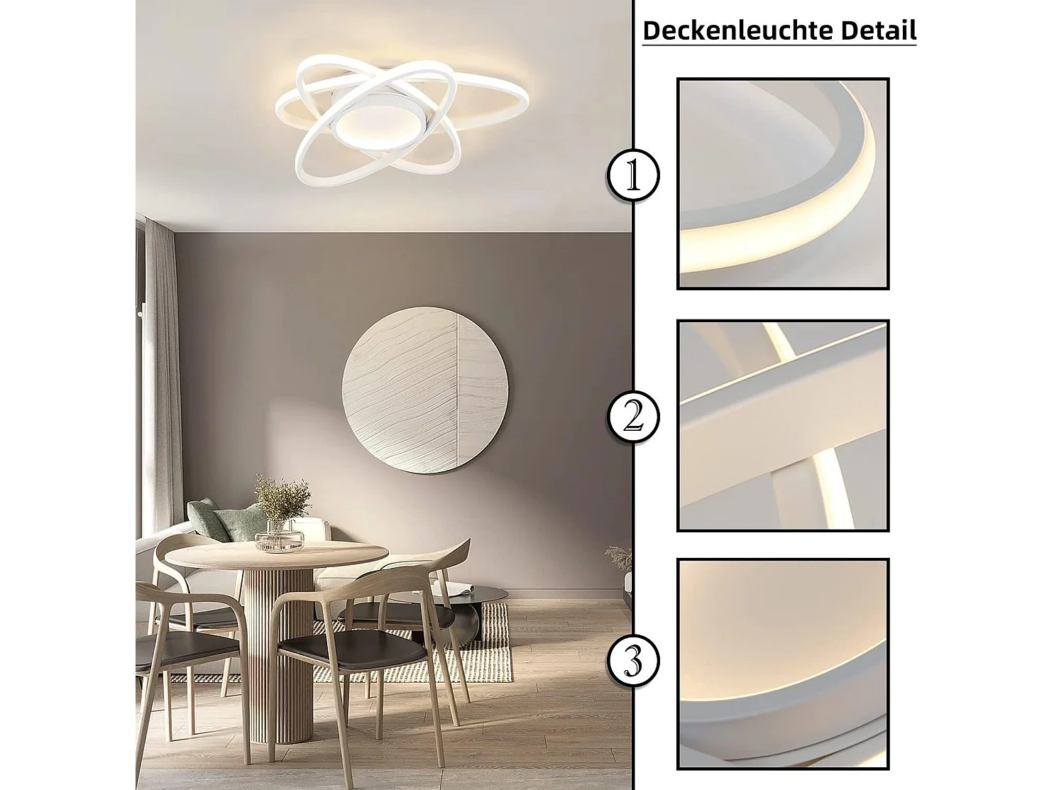 NETTLIFE Plafonnier LED Design Moderne avec Télécommande 77W Dimmable Salon Lampe de Cuisine pour Chambre Cuisine Couloir Bureau