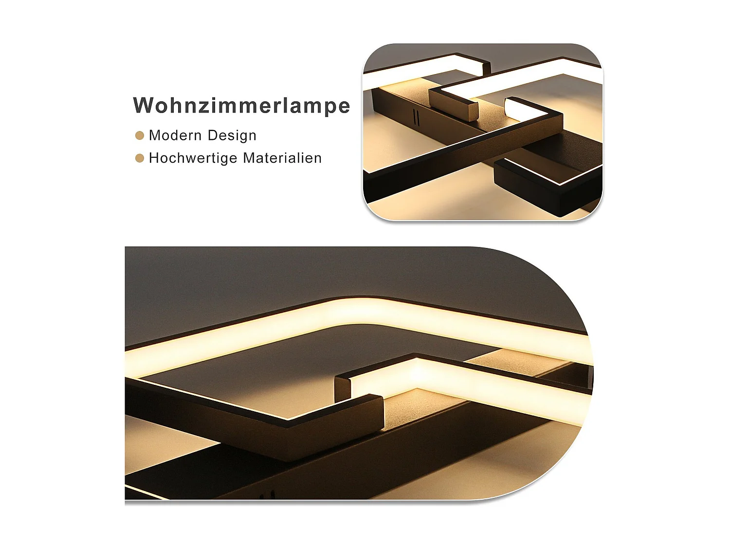 LED Deckenleuchte 45w Metall 60cm Wohnzimmer Dimmbar Mit Fernbedienung Schwarz Modernes Design