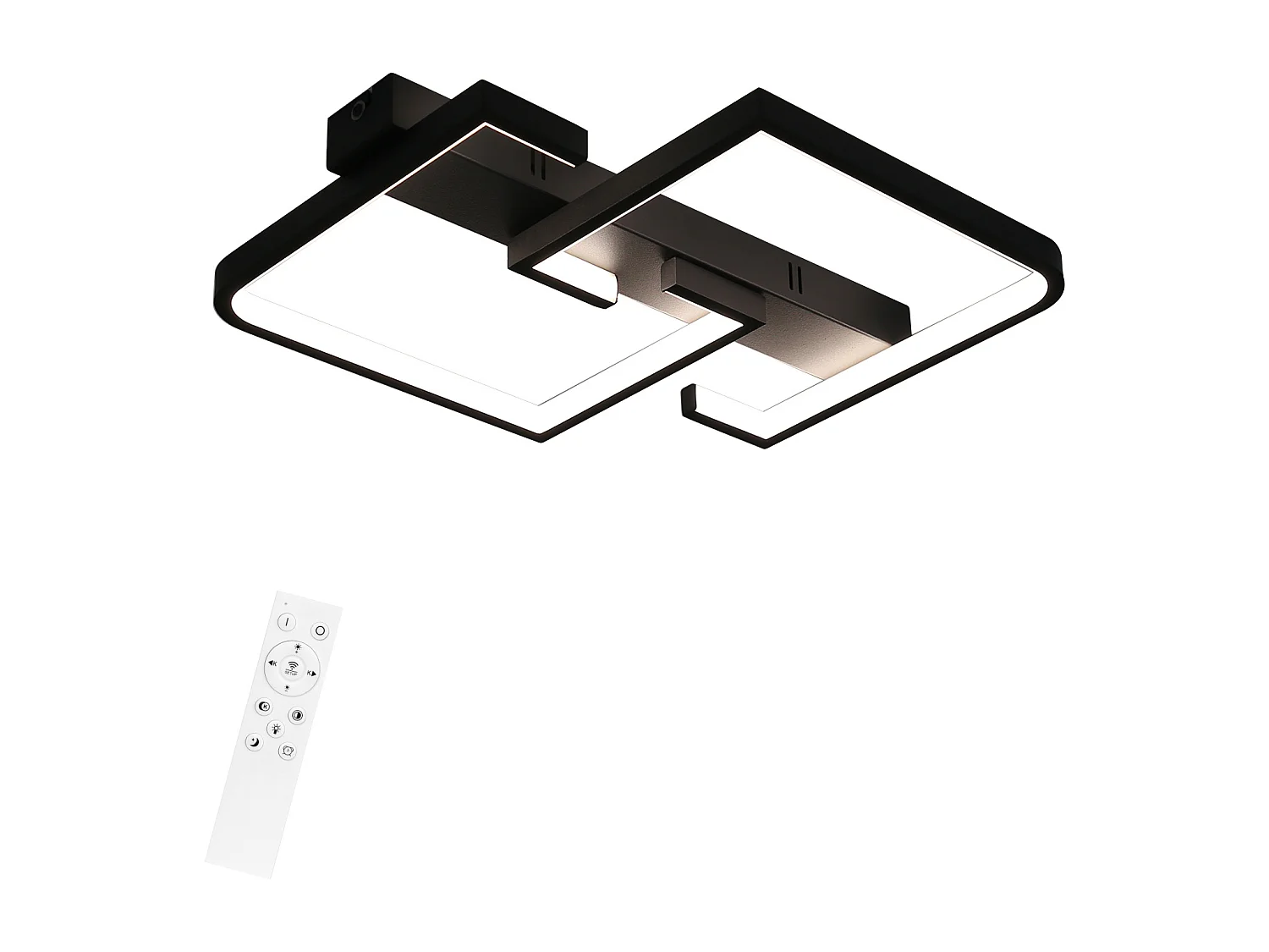 NETTLIFE Plafonnier LED 45W Métal 60CM Salon Dimmable avec Télécommande Noir Design Moderne pour Chambre Salle à Manger Cuisine d'étude