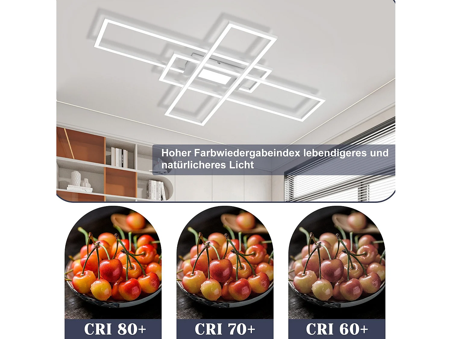 NETTLIFE Plafondlamp LED - vierkant - Wit - 3-Lichts - 3000 -6500K Dimbaar - Metaal - 50W - Moderne Slaapkamerverlichting - voor Woonkamer | Keuken | Hotel - 99cm