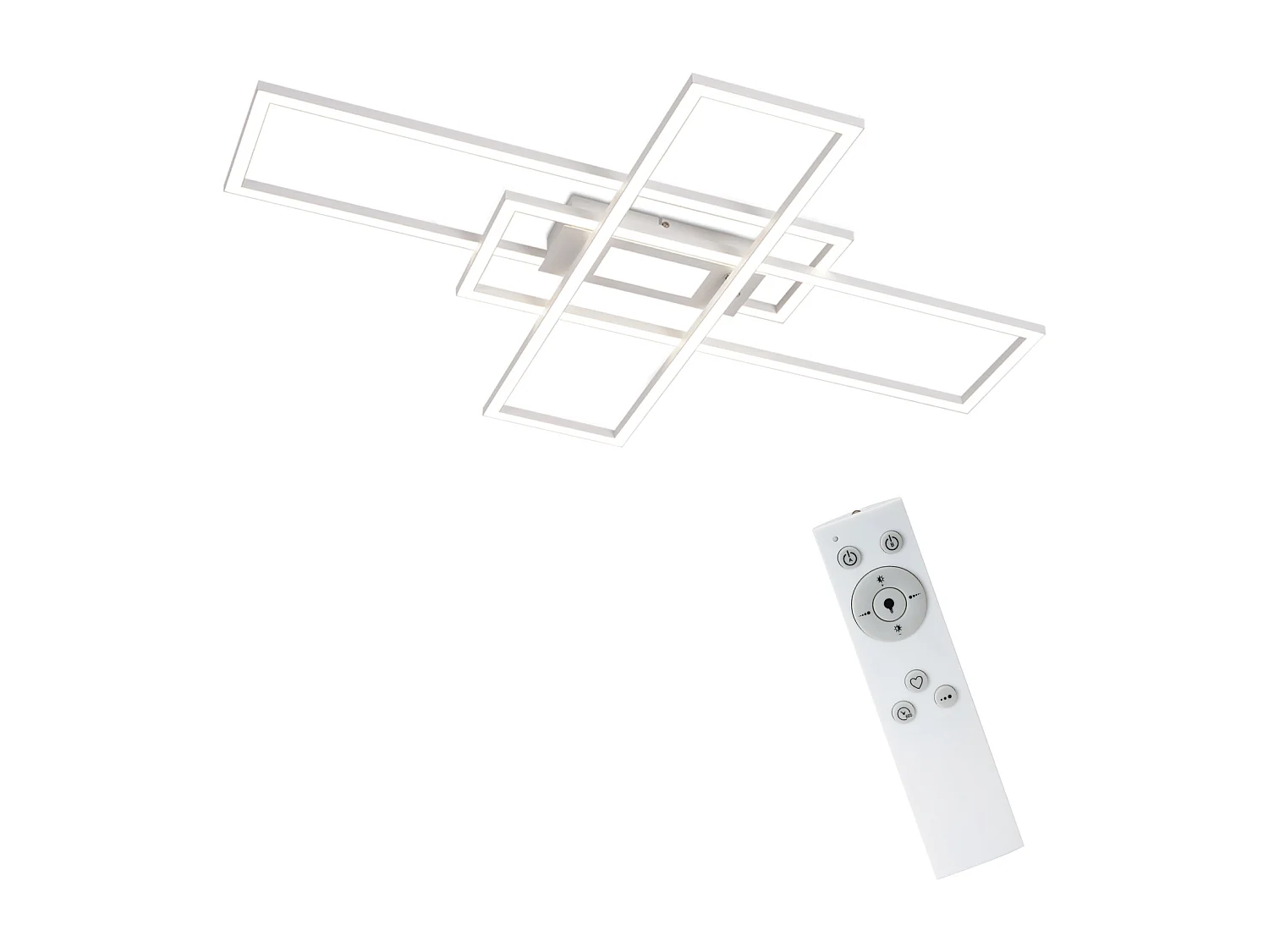 NETTLIFE Plafonnier LED Dimmable 50W Blanc avec Télécommande Design Moderne Salon Chambre Géométrique pour Cuisine Couloir