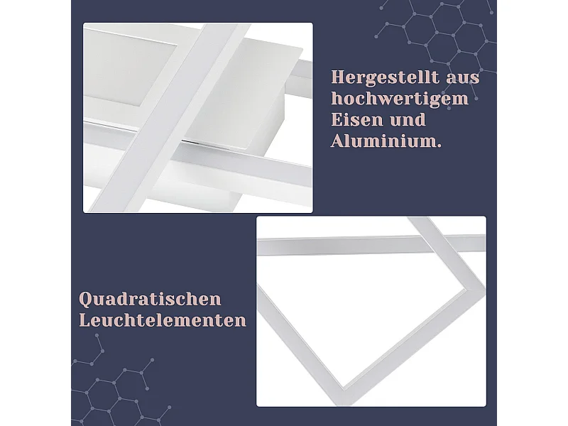 NETTLIFE Plafonnier LED Dimmable 50W Blanc avec Télécommande Design Moderne Salon Chambre Géométrique pour Cuisine Couloir