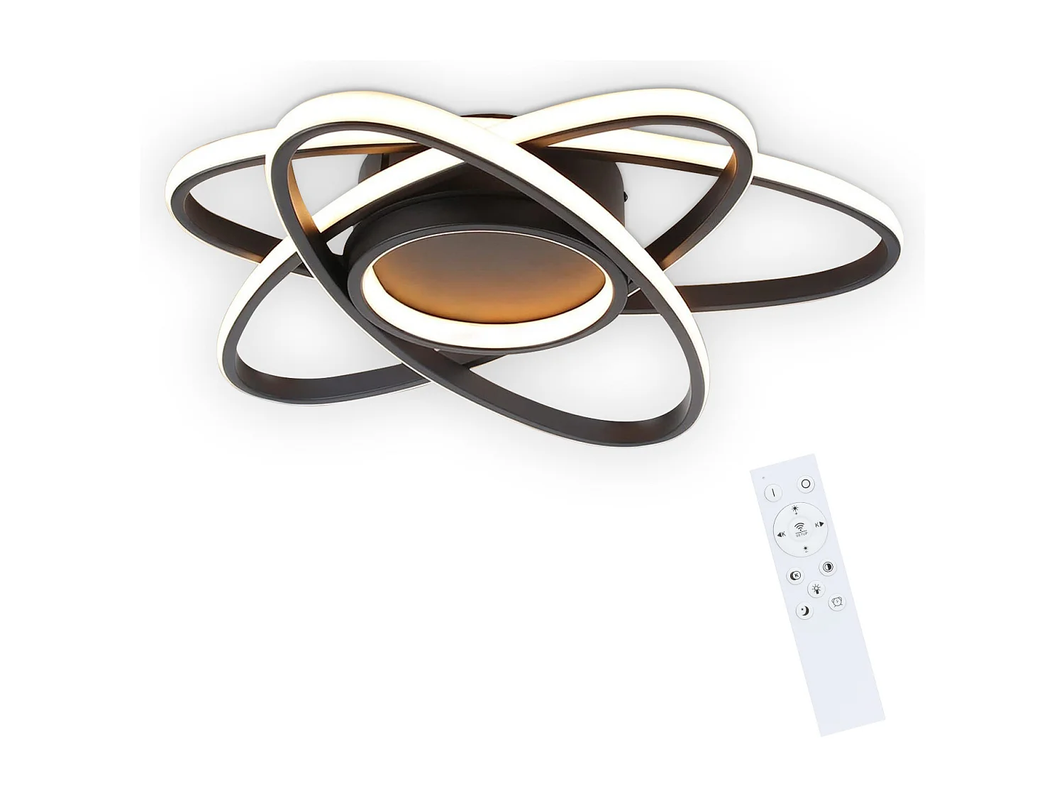 NETTLIFE Plafonnier LED Chambre d'enfant Lampe à intensité variable 48 W Noir Salon avec télécommande 3000K-6500K Moderne pour Chambre Cuisine Balcon