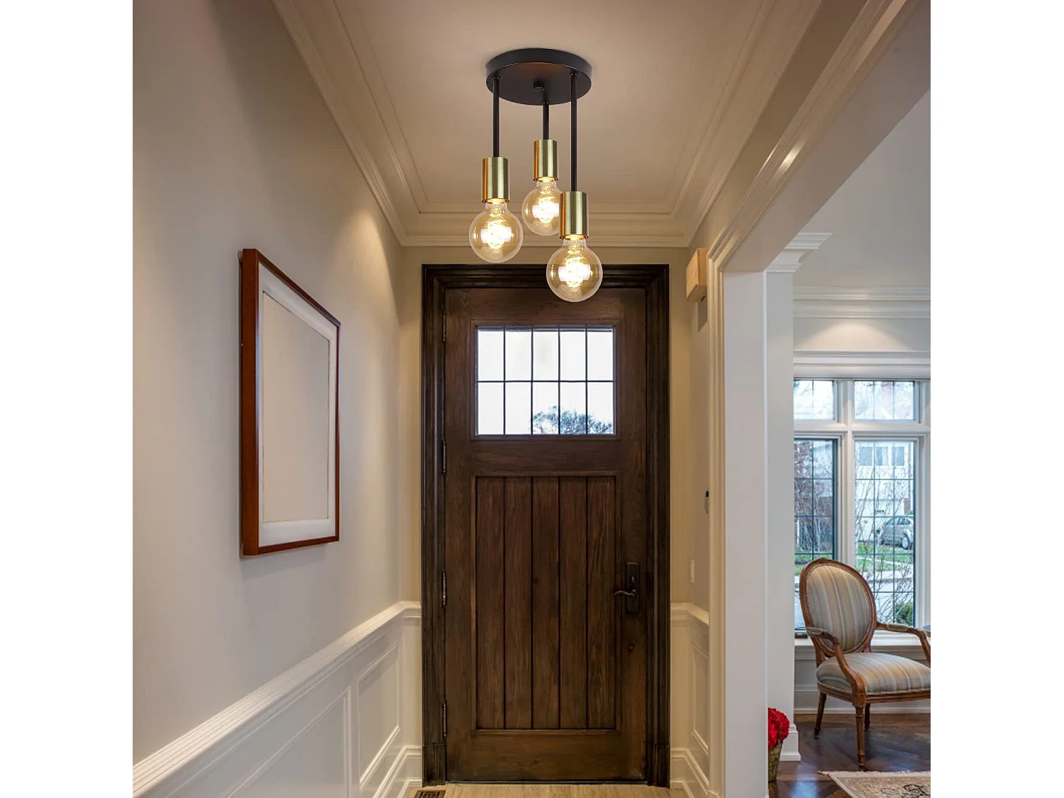 NETTLIFE Plafondlamp - 3xE27 - goud - vintage plafondlamp - Industriële plafondspots - voor eetkamer keuken hal woonkamer - zonder lampen - 18cm