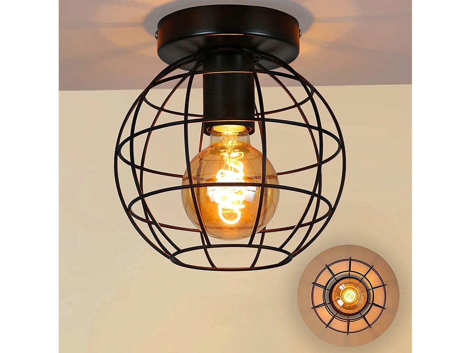 NETTLIFE Plafondlamp Zwart - Plafonnière E27 Lamp - Industrieel - ⌀ 18.3 cm