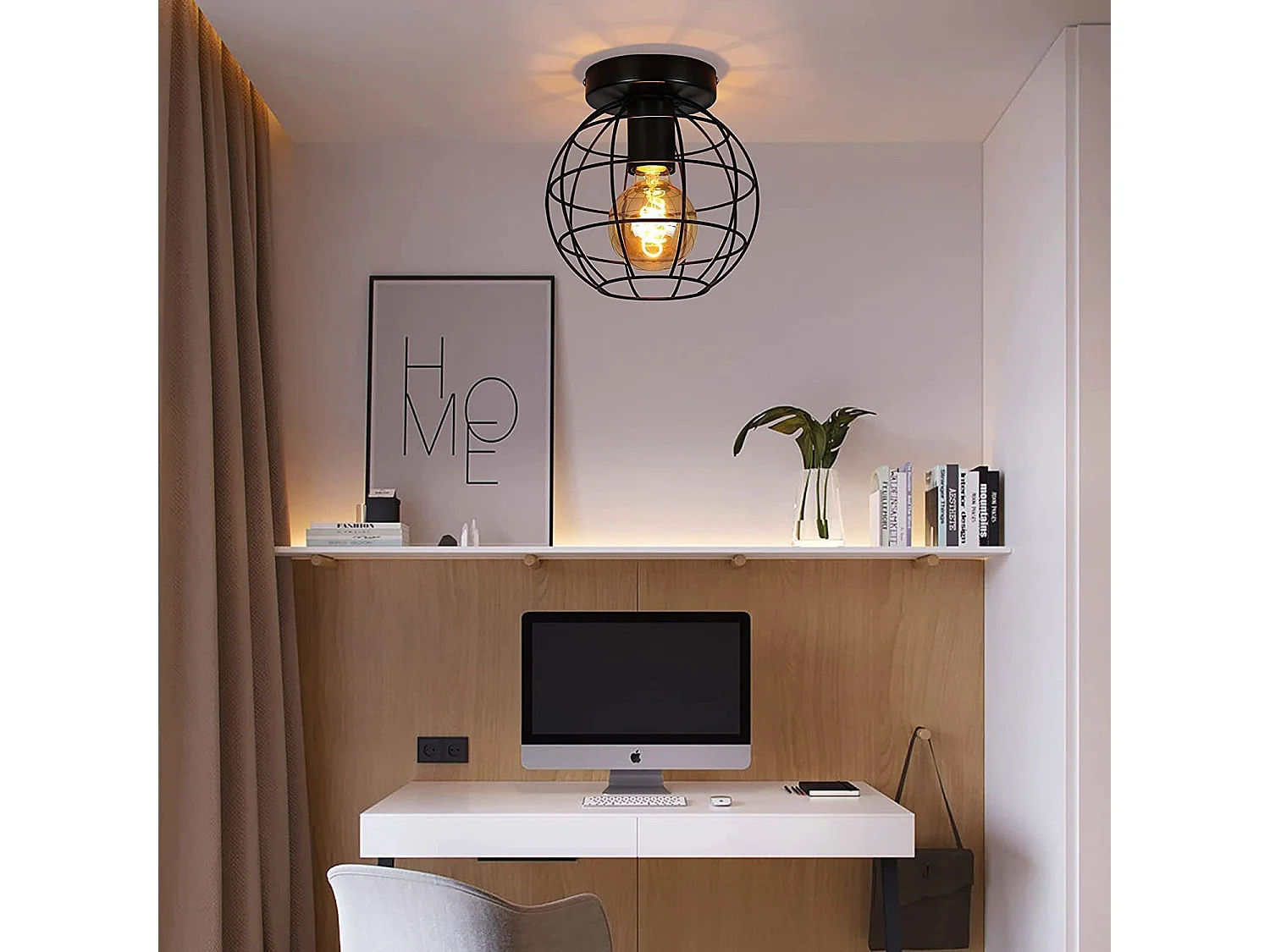 NETTLIFE Plafondlamp Zwart - Plafonnière E27 Lamp - Industrieel - ⌀ 18.3 cm