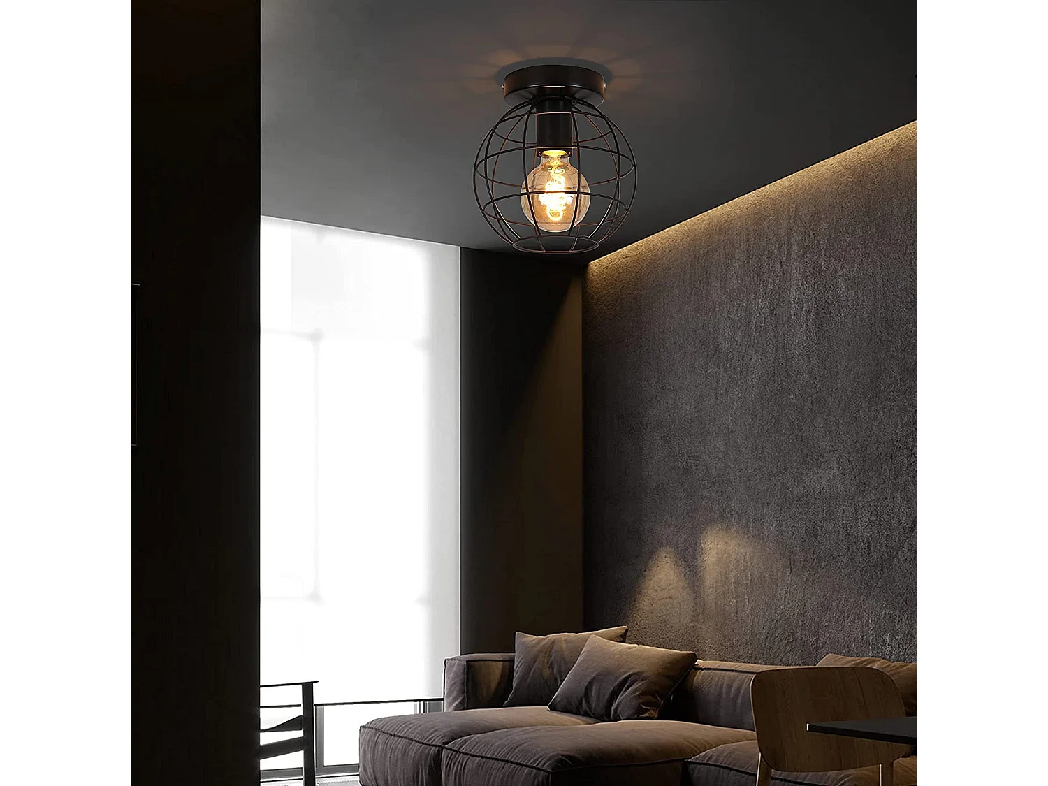 NETTLIFE Plafondlamp Zwart - Plafonnière E27 Lamp - Industrieel - ⌀ 18.3 cm