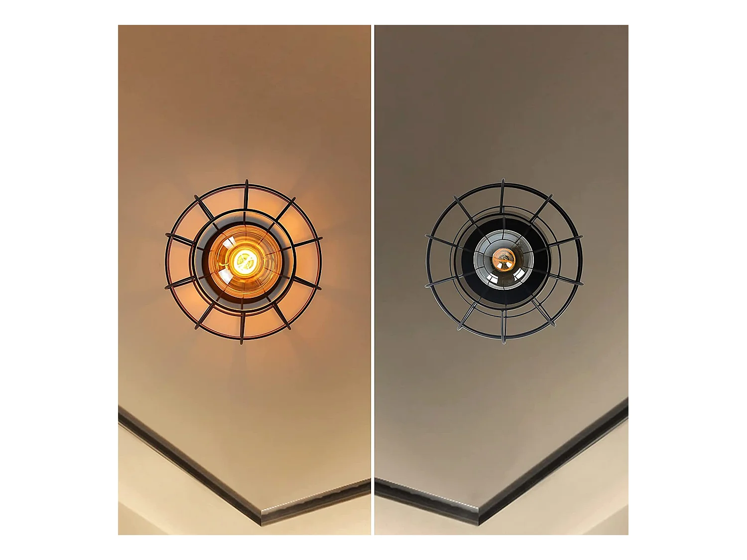 NETTLIFE Plafondlamp Zwart - Plafonnière E27 Lamp - Industrieel - ⌀ 18.3 cm