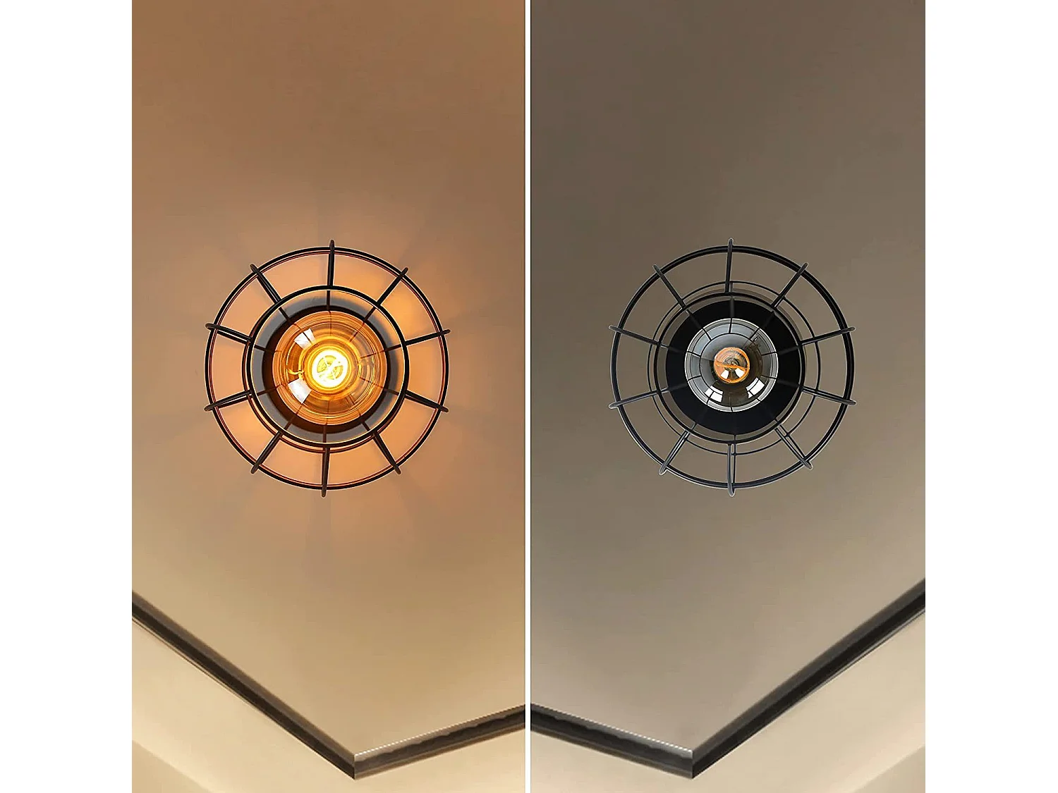 NETTLIFE Industriemetall - Vintage - Deckenleuchte, Schwarz, E27 - Leuchtenschirm, Retro - Treppenbeleuchtung für Küche, Schlafzimmer, Wohnzimmer.