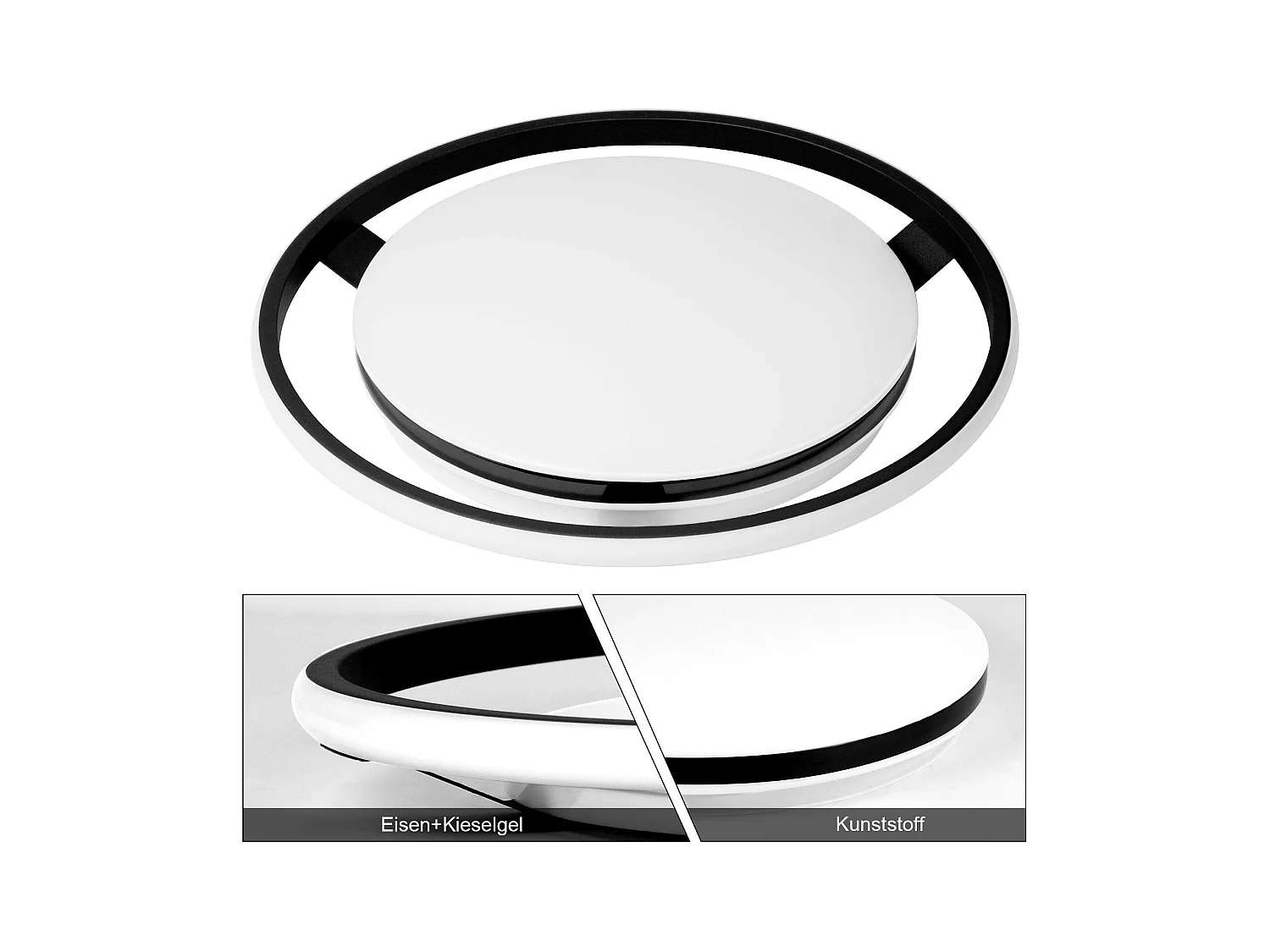 NETTLIFE Plafondlamp LED Zwart rond Metaal 42W Dimbaar met Afstandsbediening Moderne Plafondverlichting voor Woonkamer | Slaapkamer | Studeerkamer 44cm
