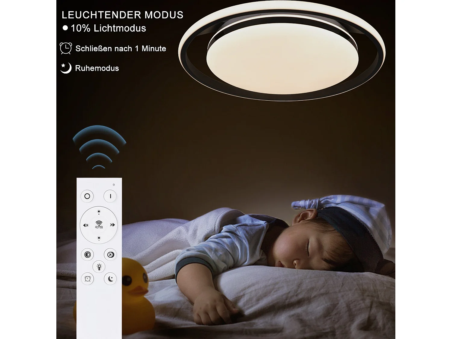 NETTLIFE Plafondlamp LED Zwart rond Metaal 42W Dimbaar met Afstandsbediening Moderne Plafondverlichting voor Woonkamer | Slaapkamer | Studeerkamer 44cm
