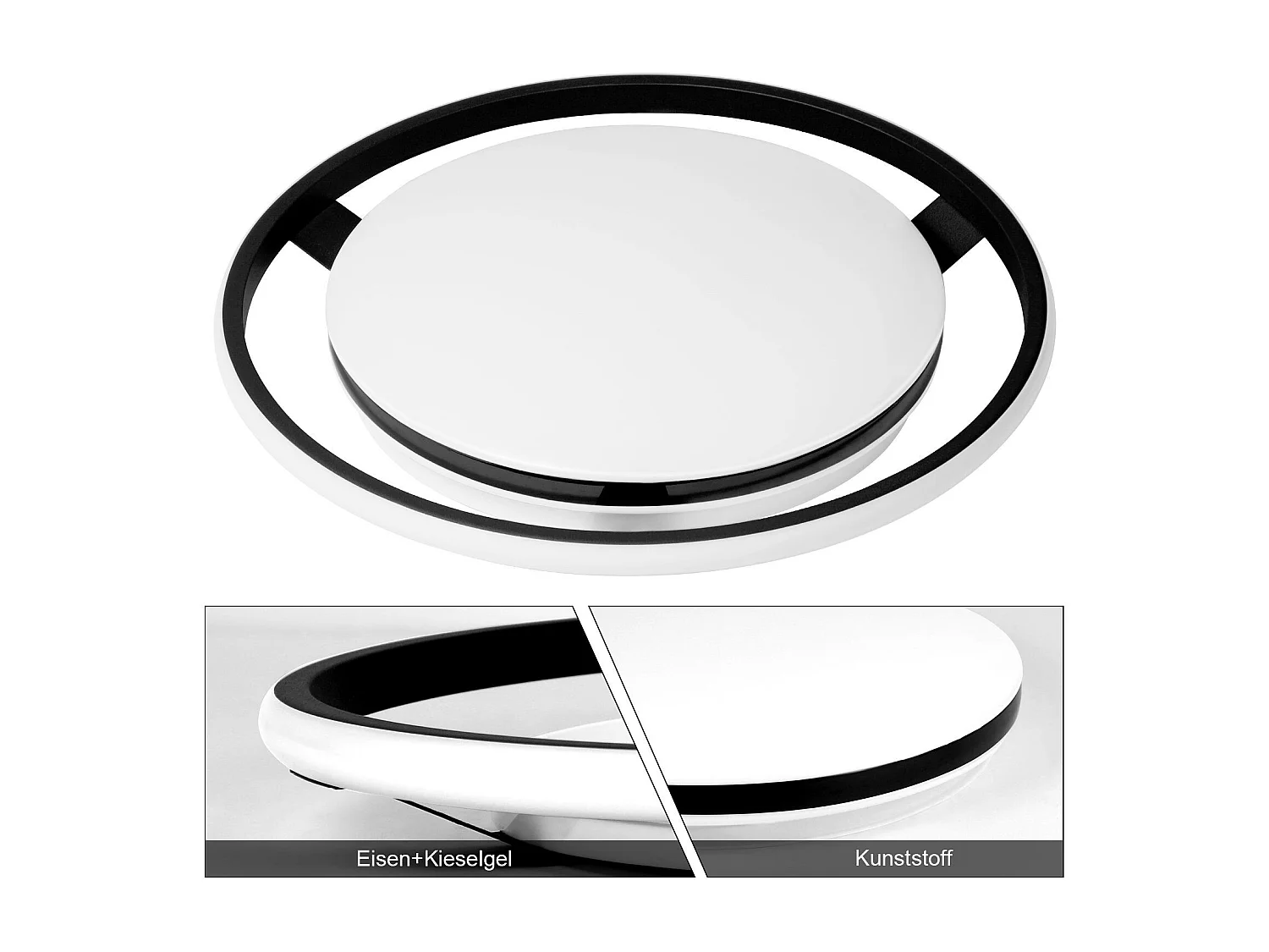 NETTLIFE Plafonnier LED Noir Moderne Télécommande Design Rond Lampe de Salon avec Lampe à Intensité Variable pour Chambre Cuisine Bureau Couloir